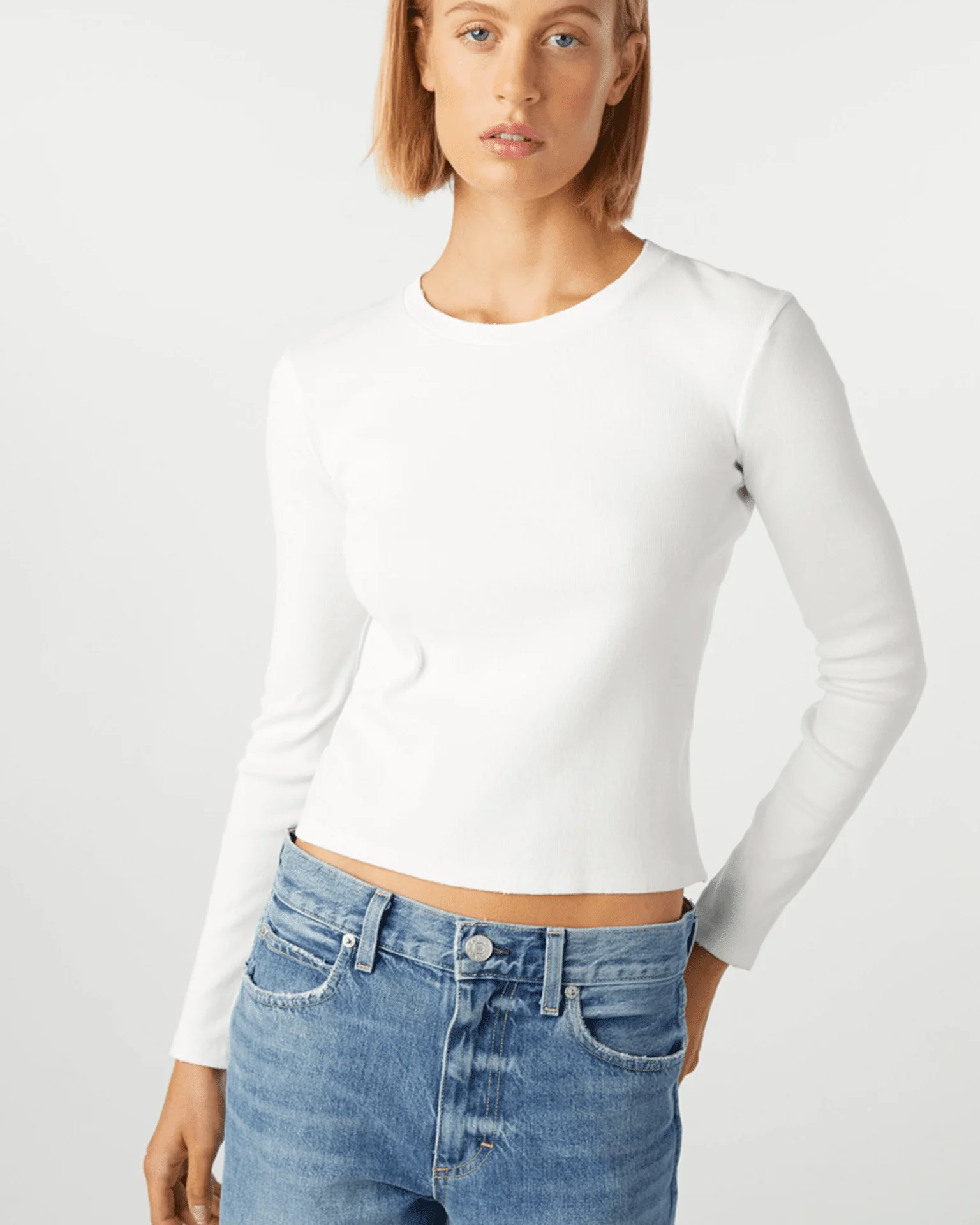 Slim Rib Tee in White