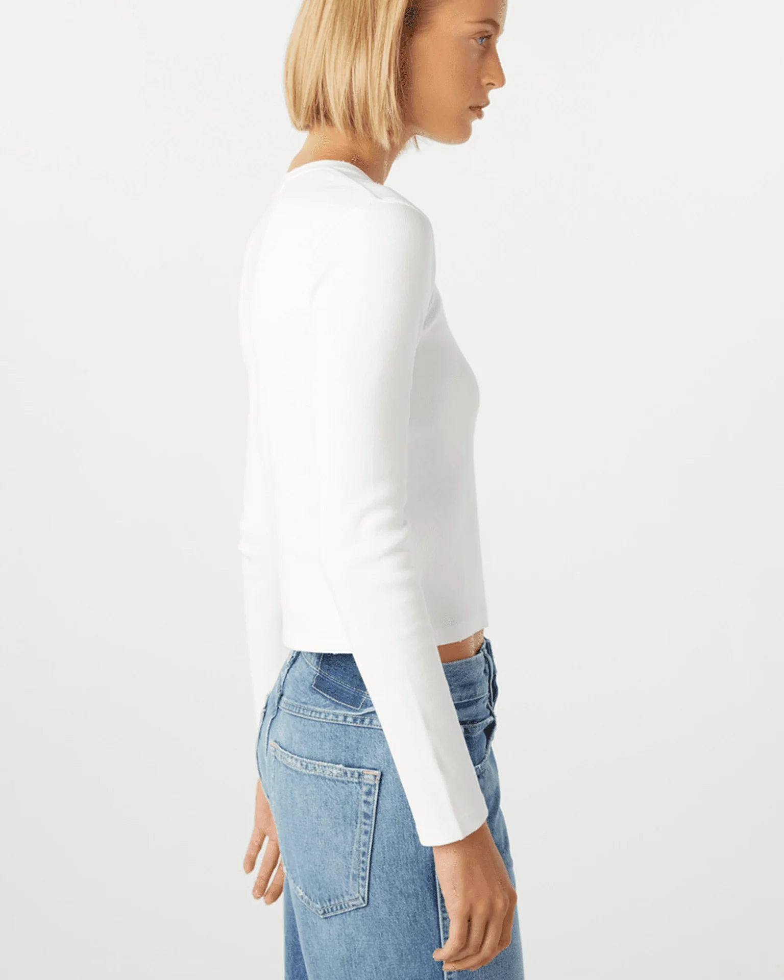Slim Rib Tee in White - Image 2