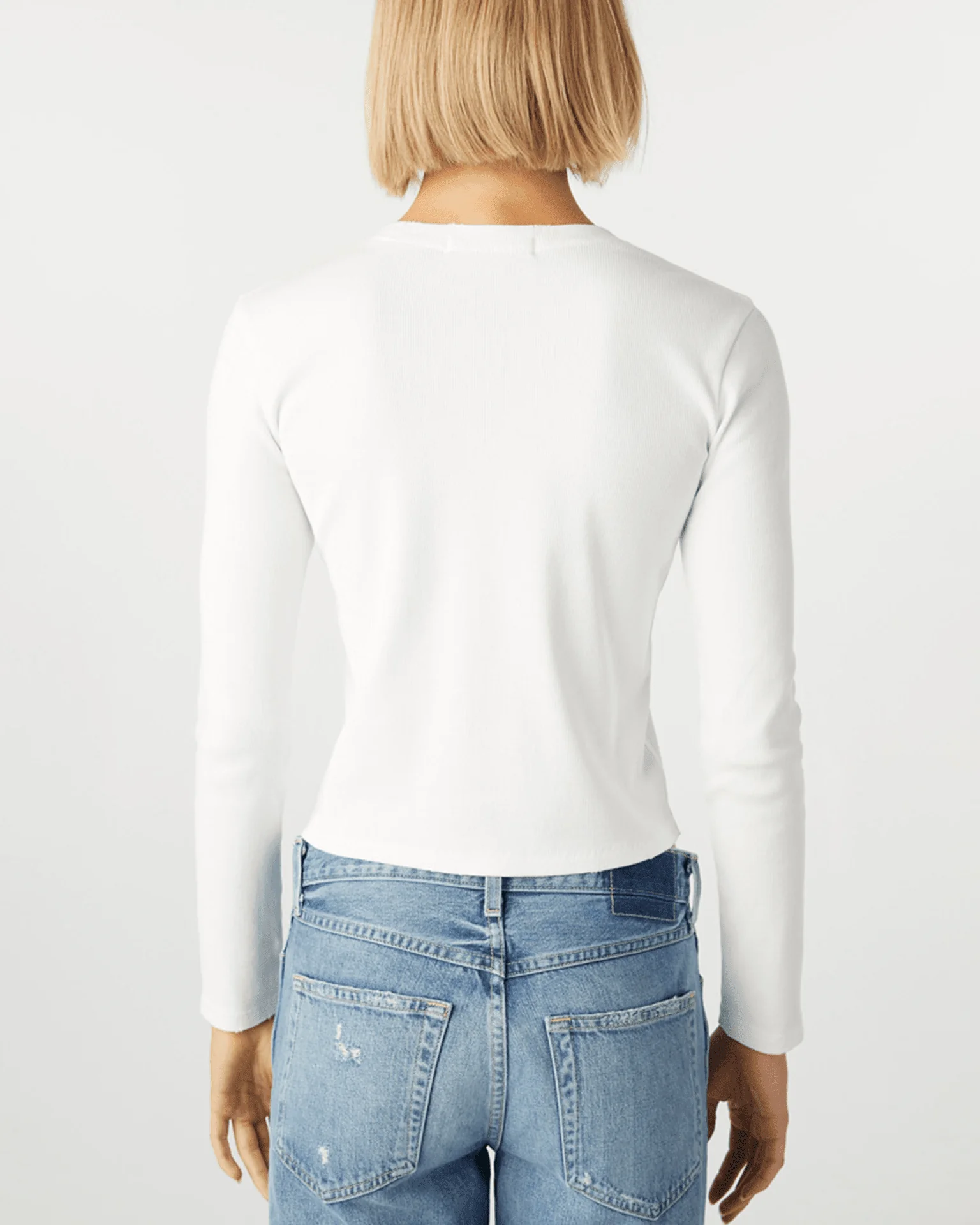 Slim Rib Tee in White - Image 3