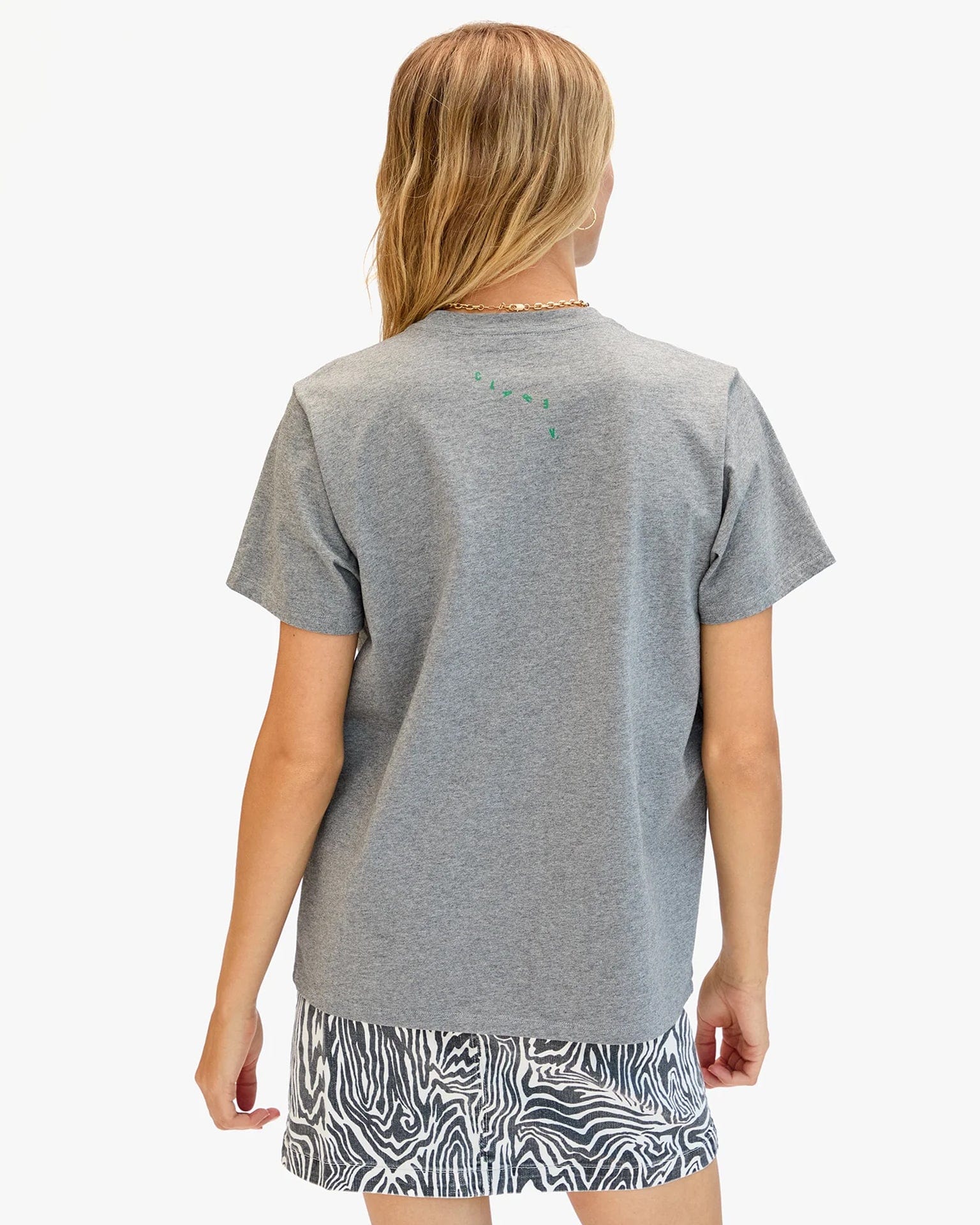 Snake Original Tee in Grey Melange w/ Green Apple - Image 2
