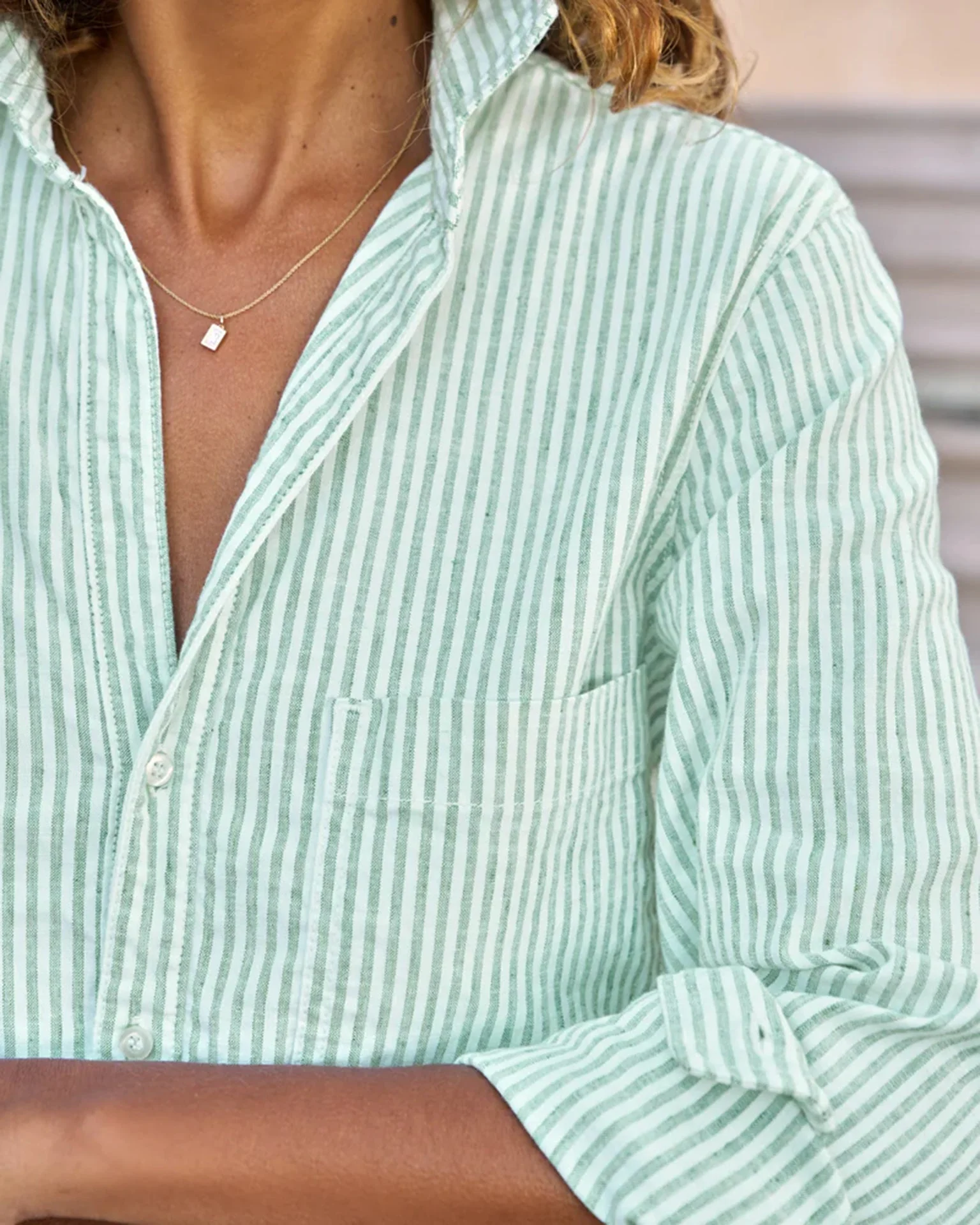 Southern Long-Sleeve Playsuit Dress in Lime Stripe - Image 3