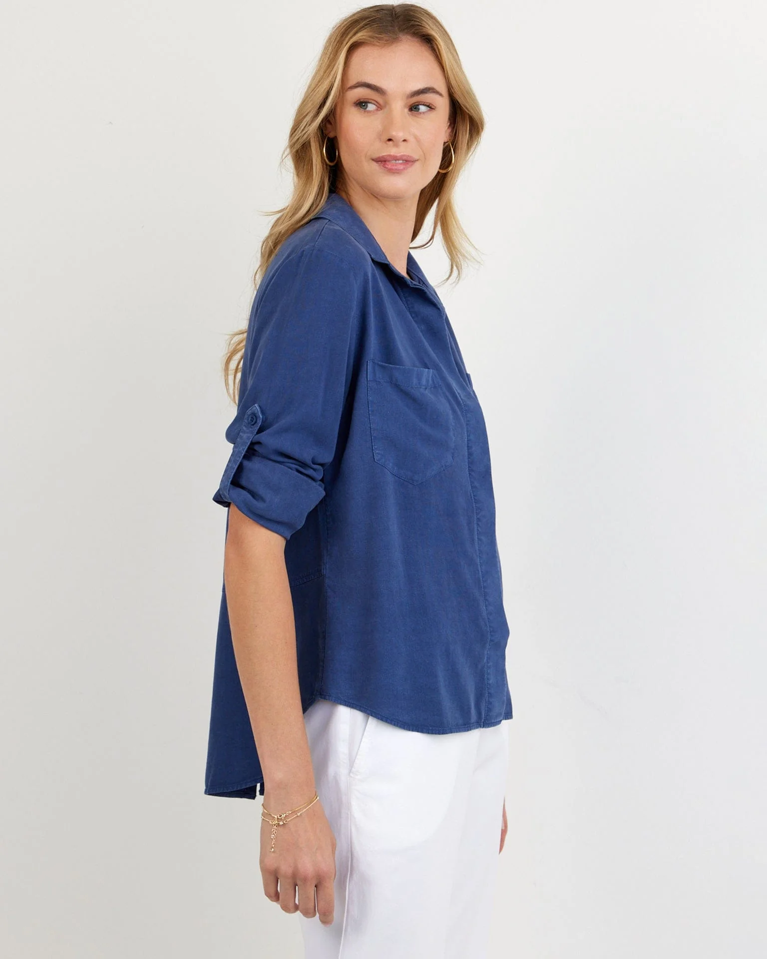 Split Back Button Down in Midnight Surf - Image 2