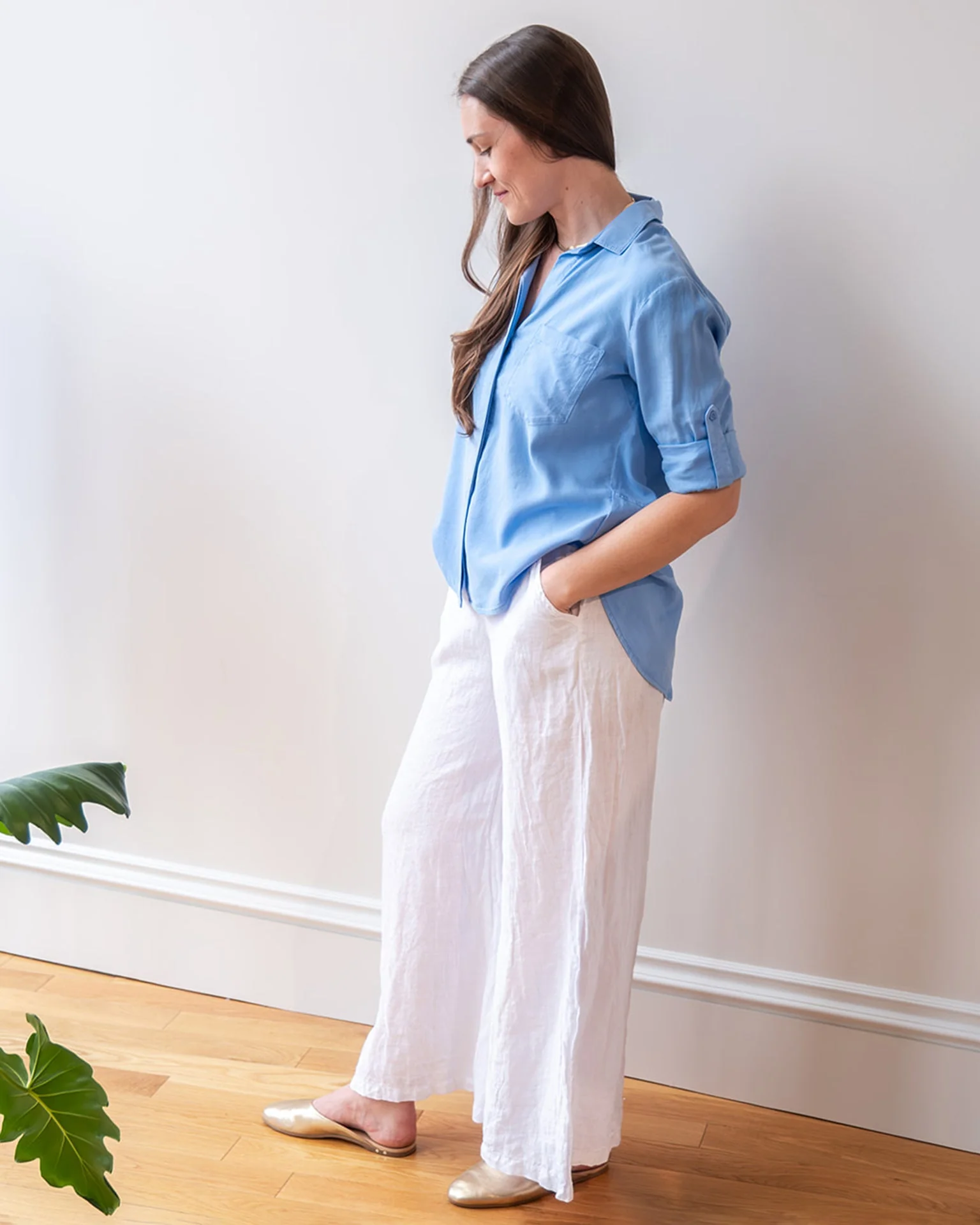 Split Back Button Down in Tidal Blue - Image 2