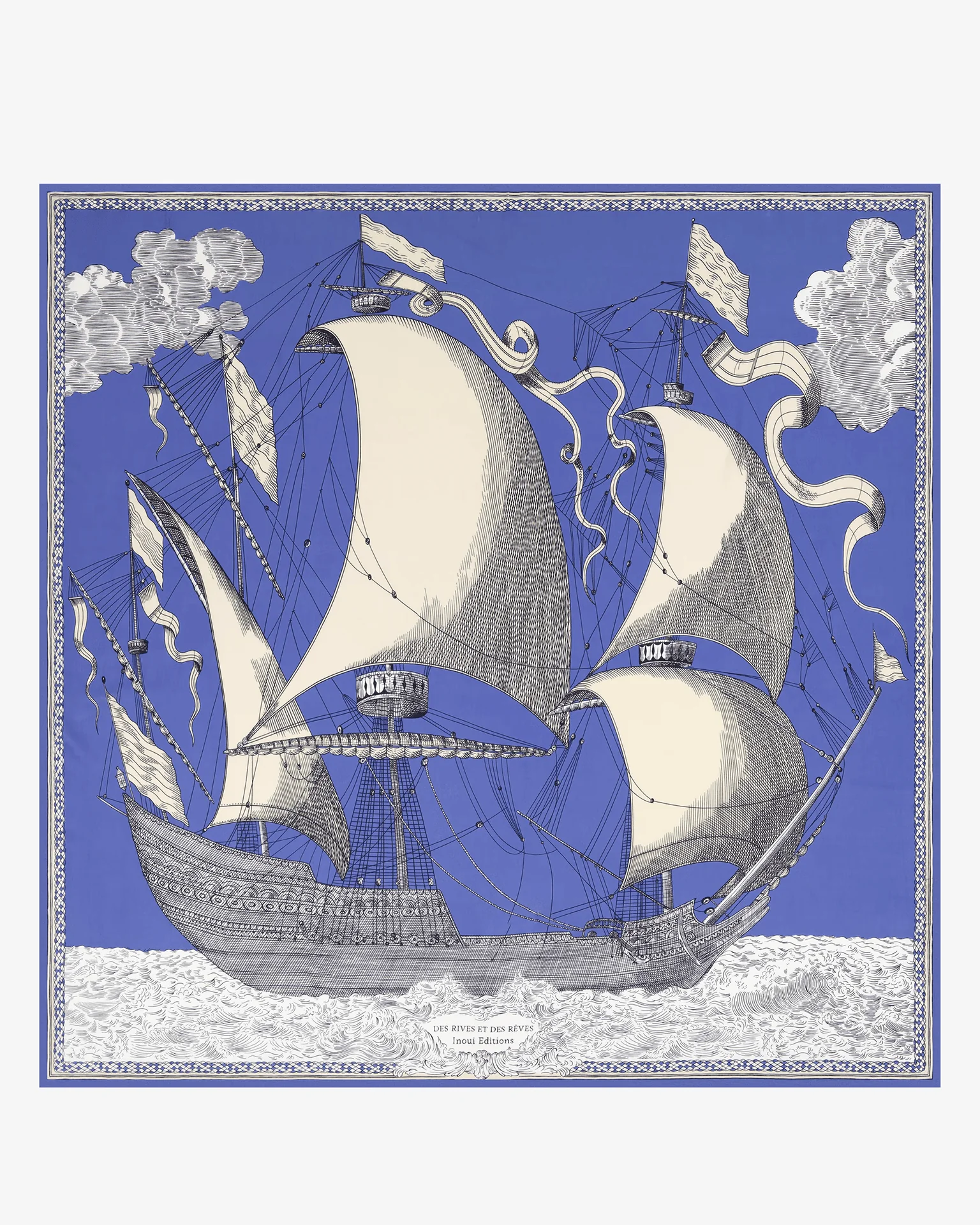 Square / Carre 130 Des Rives et Des Reves in Blue - Image 2