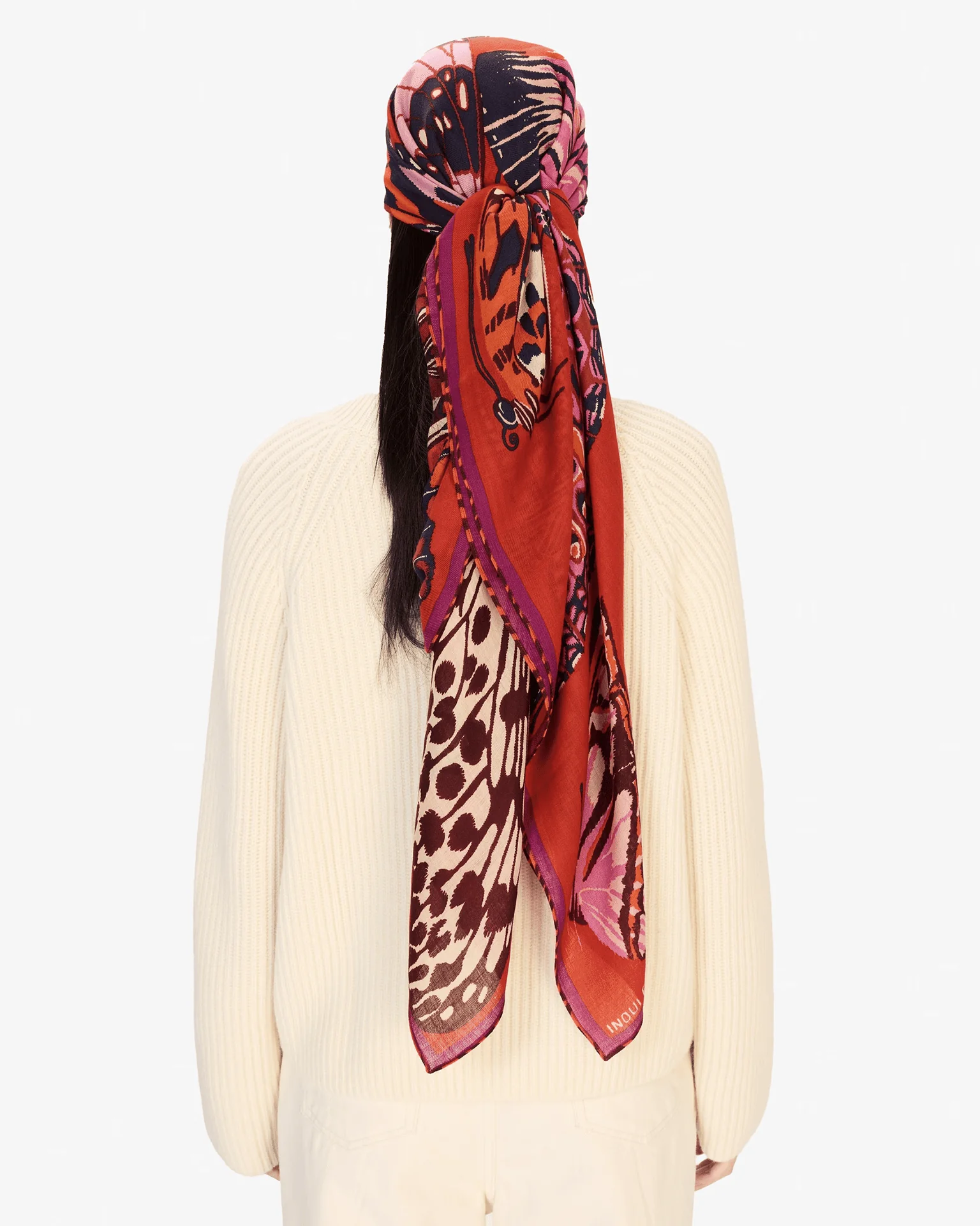 Square / Carre 130 Papillons in Red