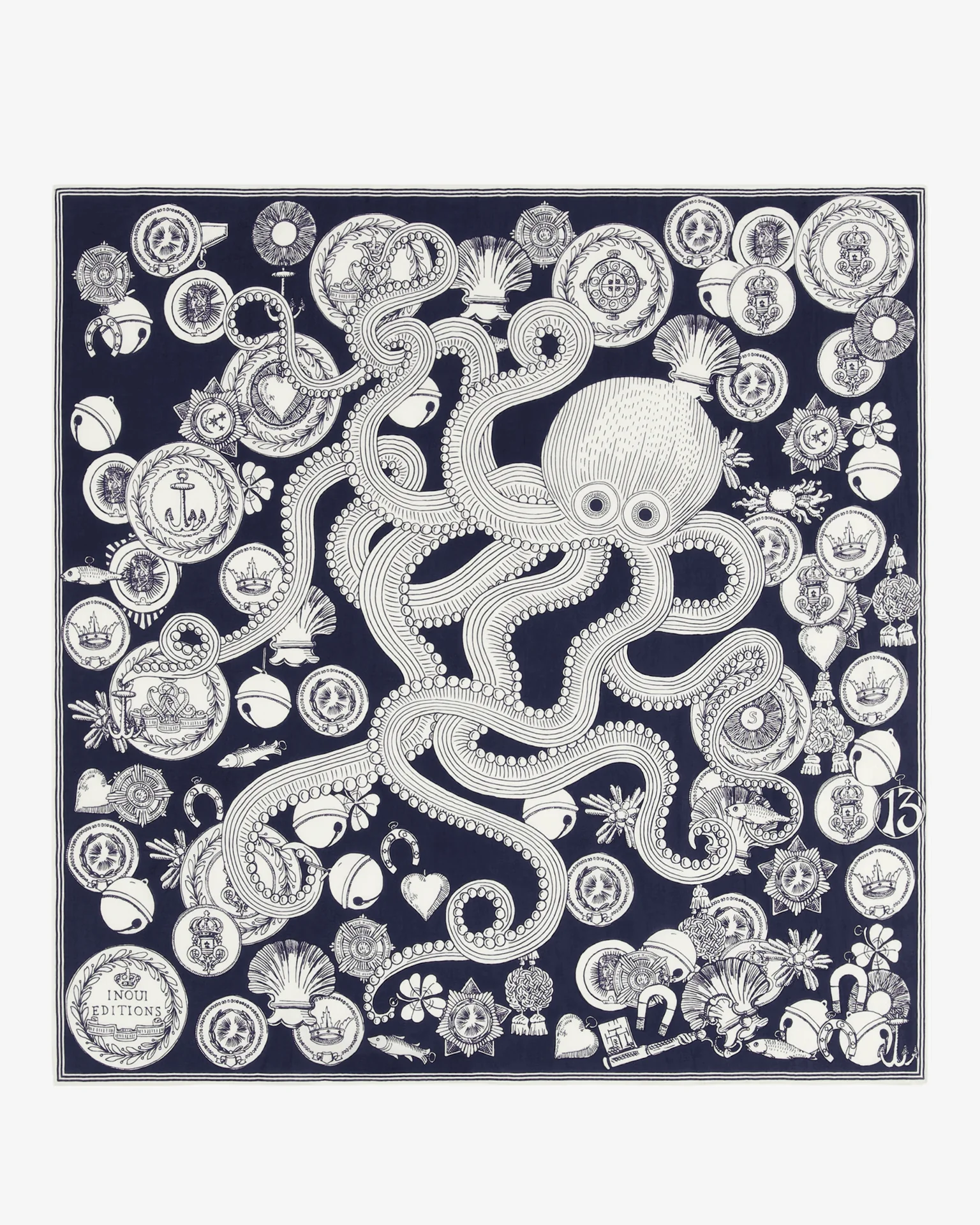 Square / Carre 65 Octopus in Navy - Image 2