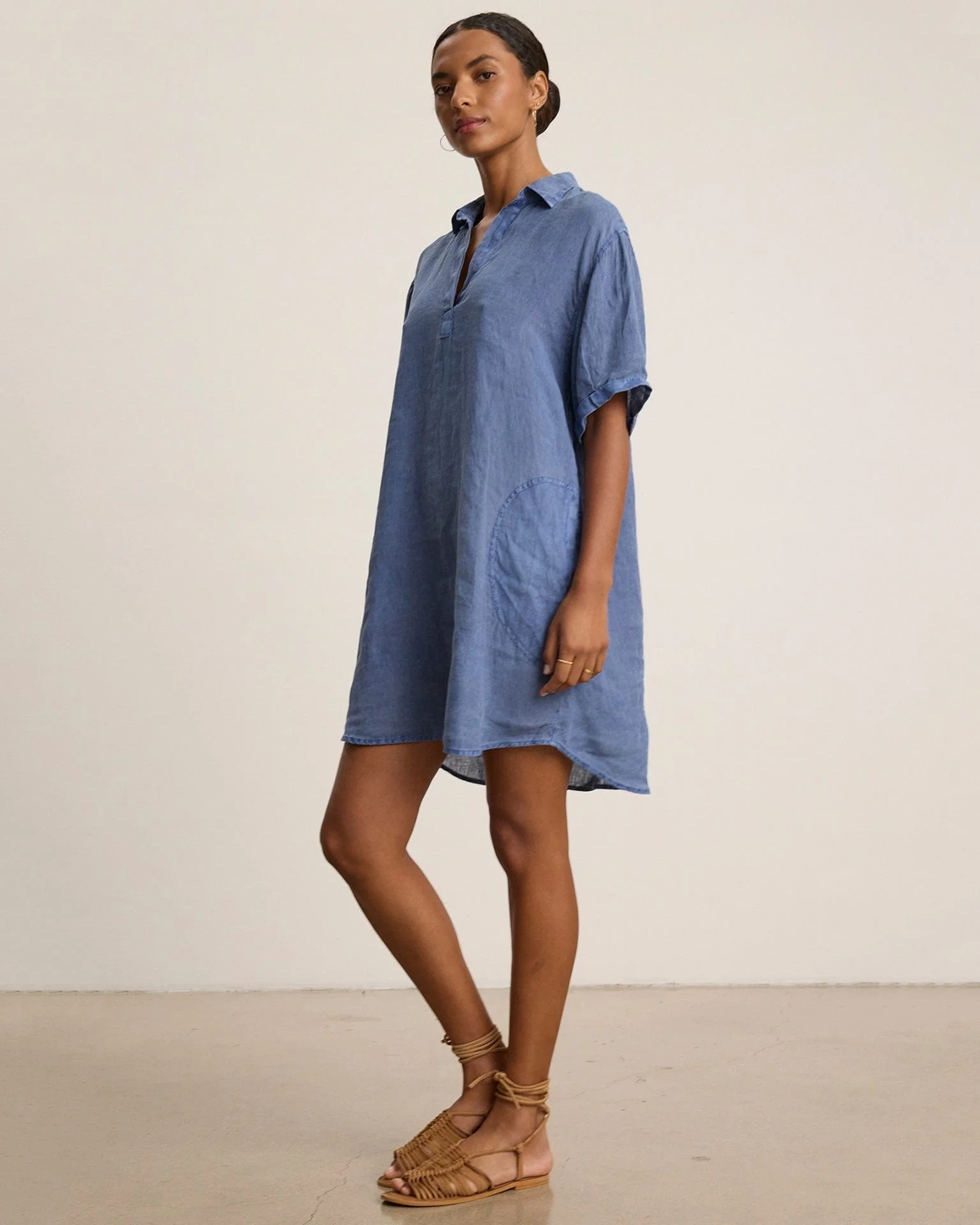 Stella S/S Collar Dress in Indigo - Image 2