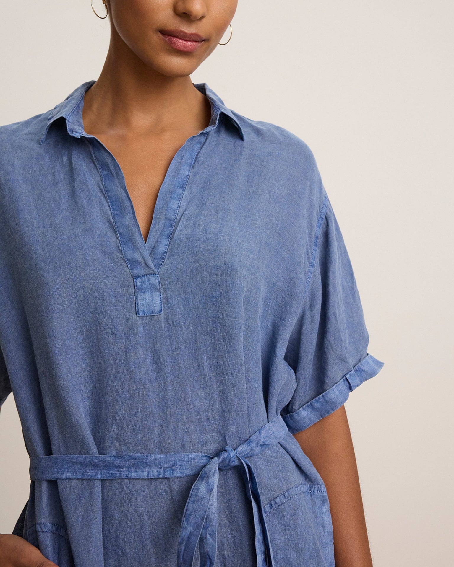 Stella S/S Collar Dress in Indigo - Image 3