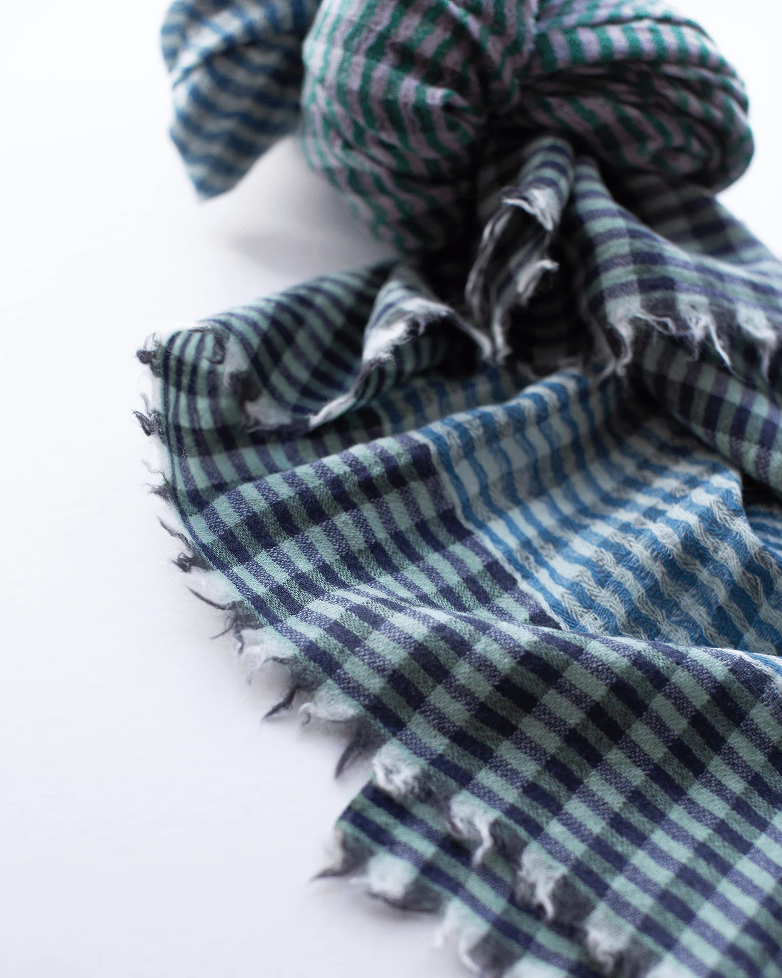 Stripe Wool Scarf in Brick/Teal/Blue - Image 4