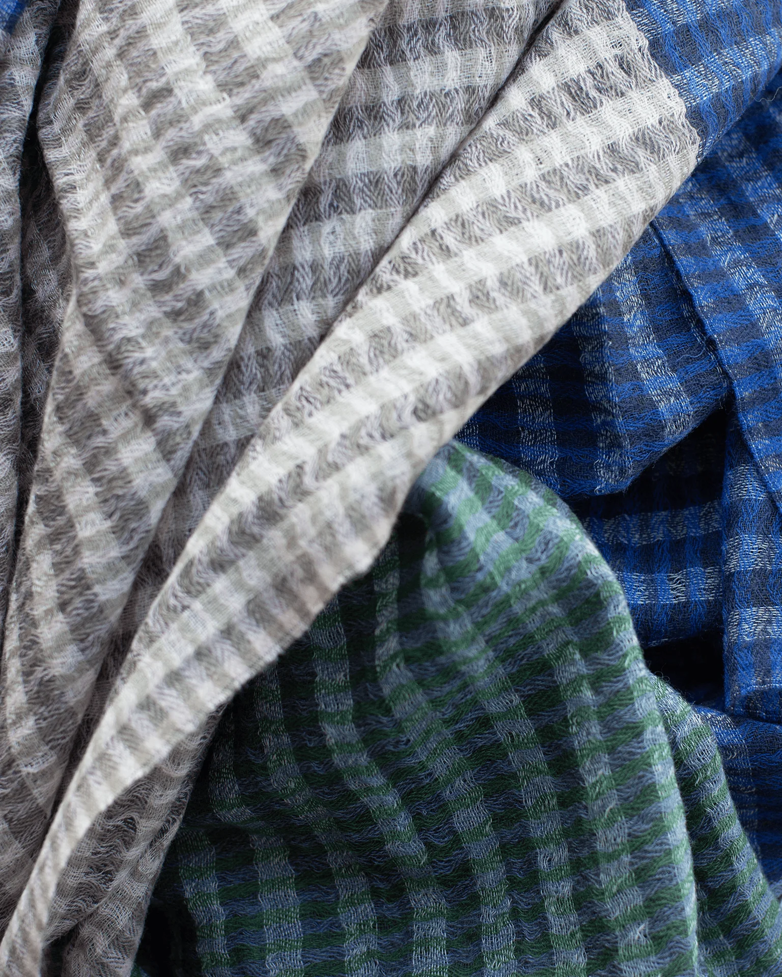 Stripe Wool Scarf in Green/Brown/Navy - Image 3