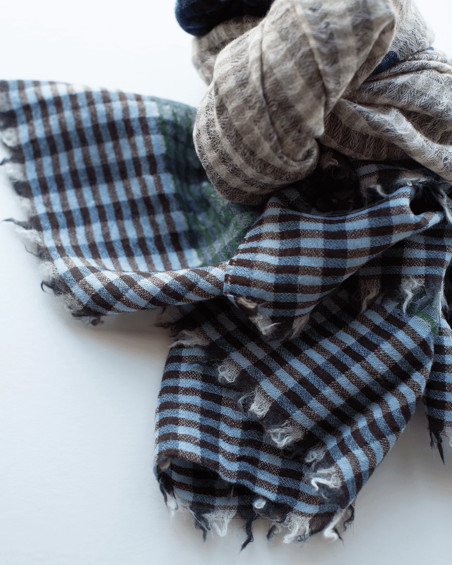 Stripe Wool Scarf in Green/Brown/Navy - Image 4