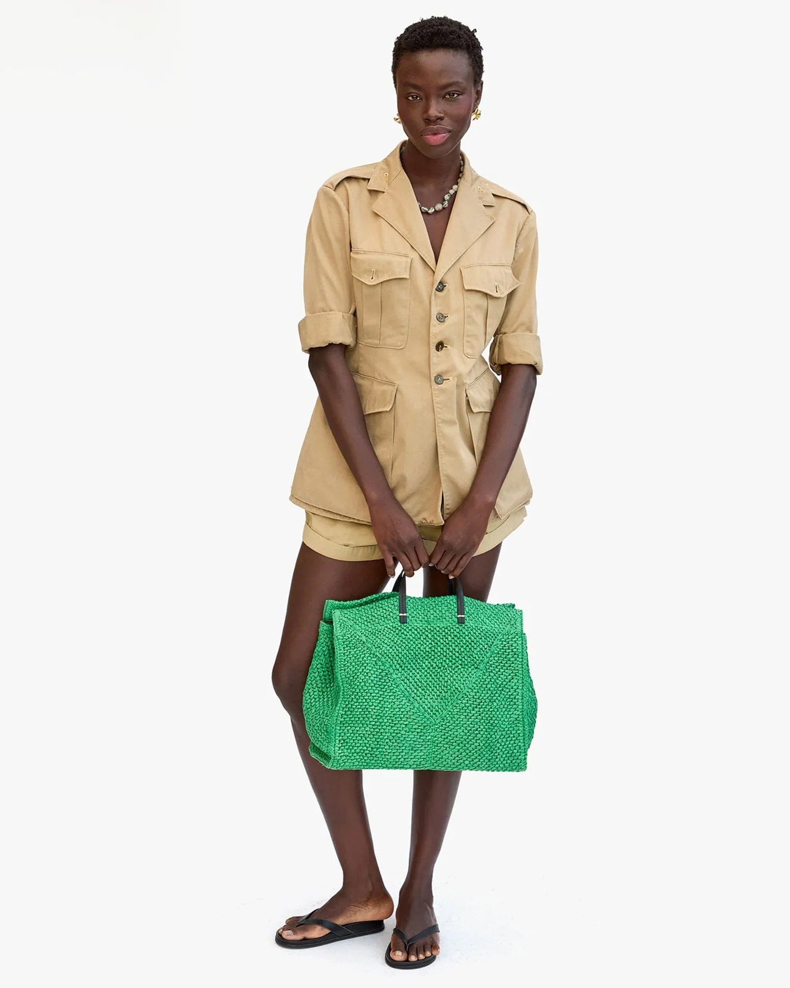 Summer Simple Tote in Green Apple Raffia - Image 2