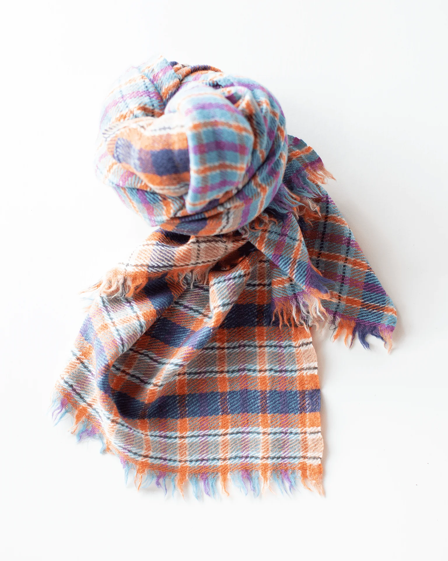 Check Blanket Shawl in Orange