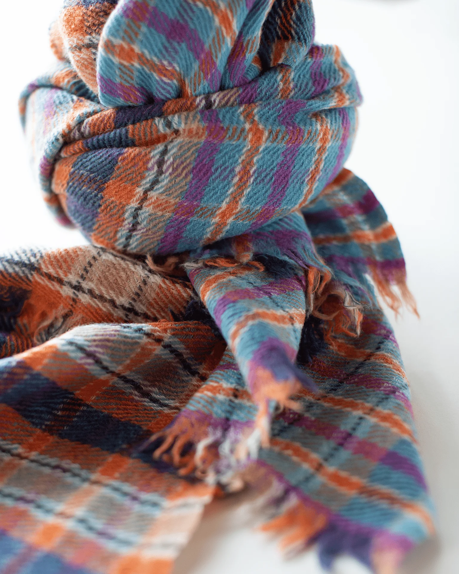 Check Blanket Shawl in Orange - Image 2
