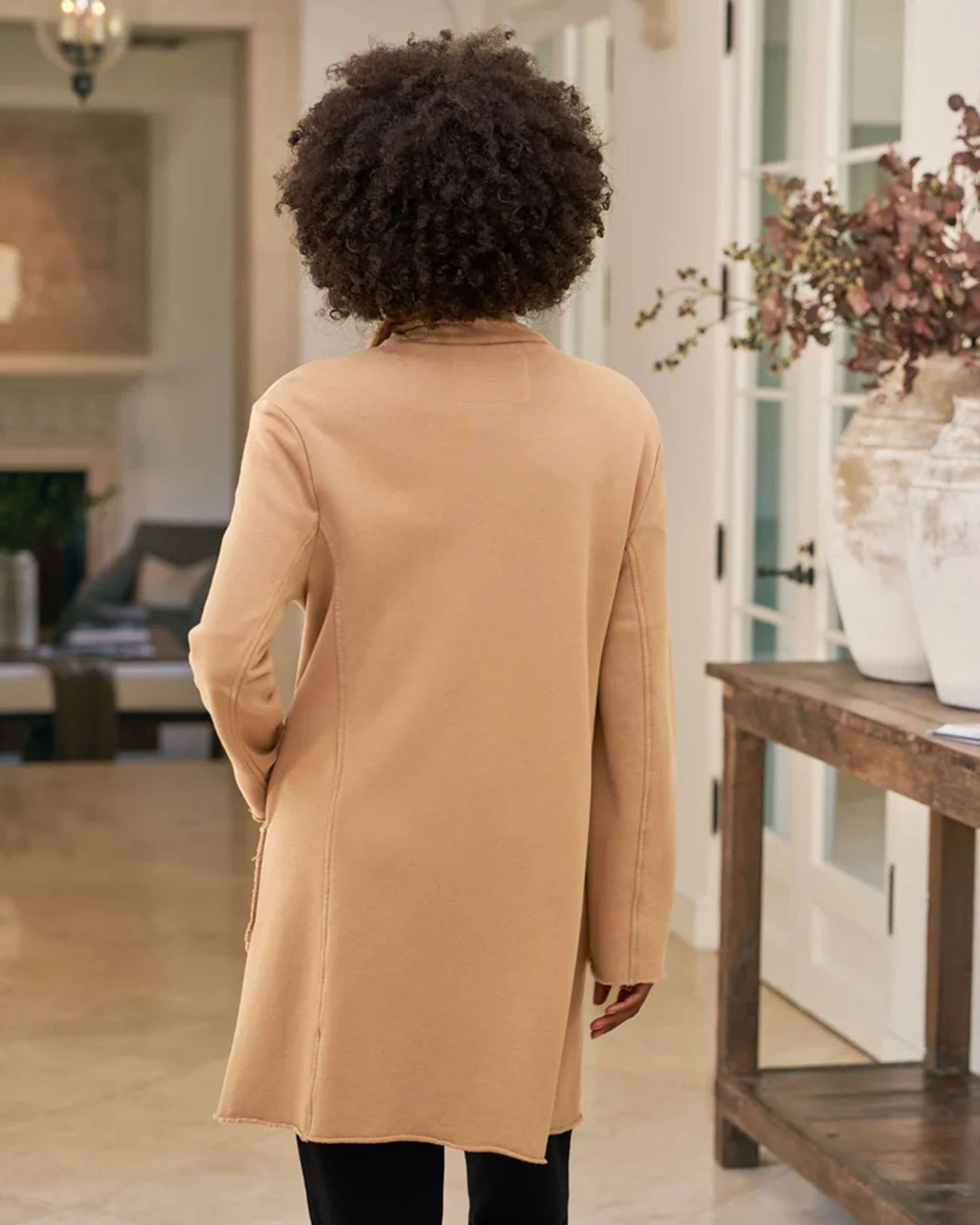 Sweatshirt Trench Coat in Camel - Image 4