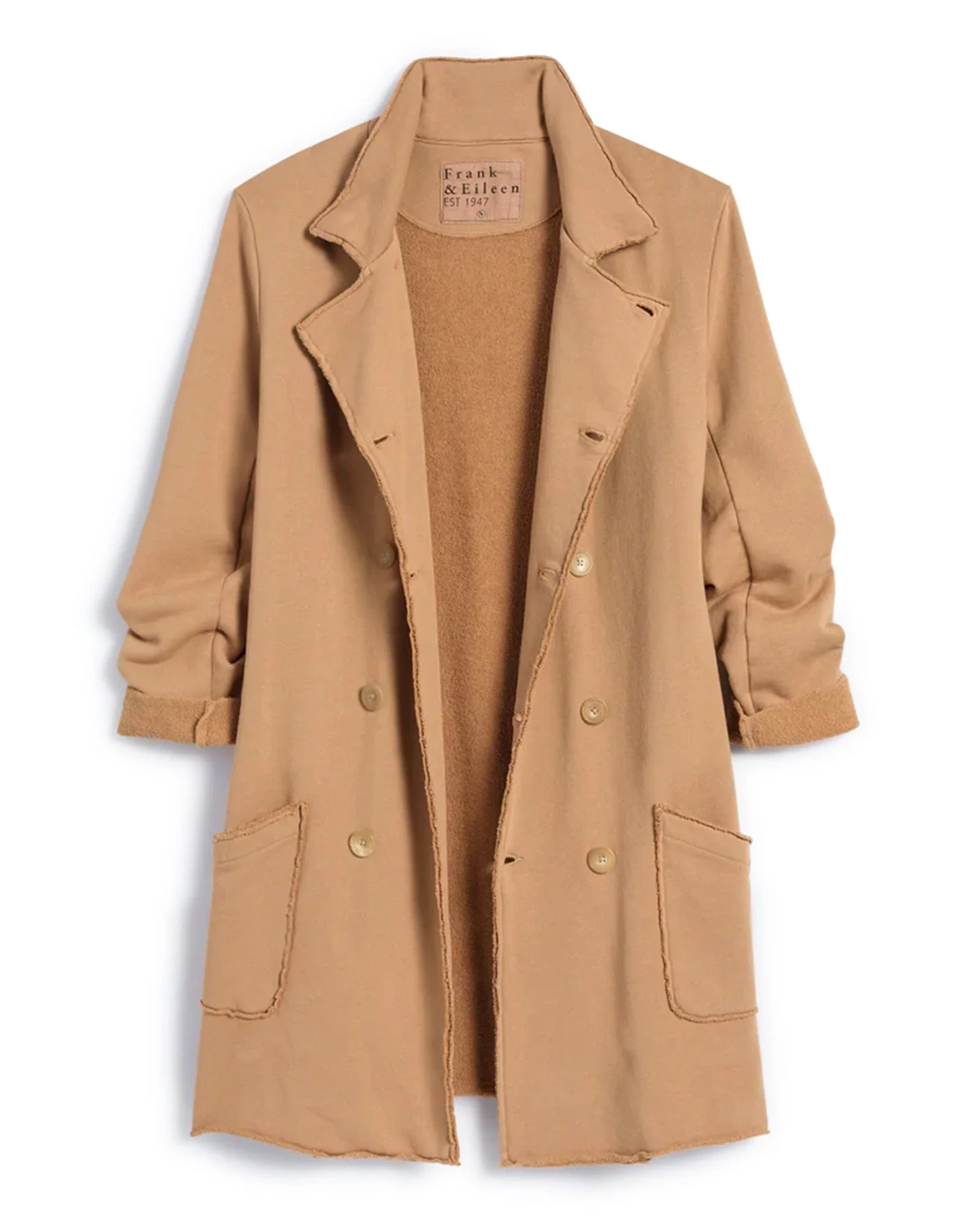 Sweatshirt Trench Coat in Camel - Image 5