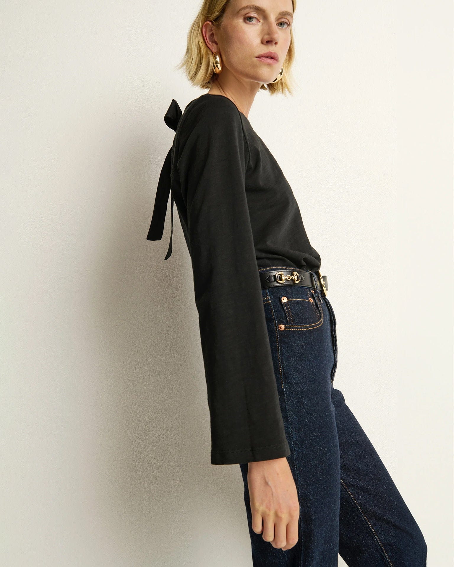 Tavin Tie Back Top in Jet Black