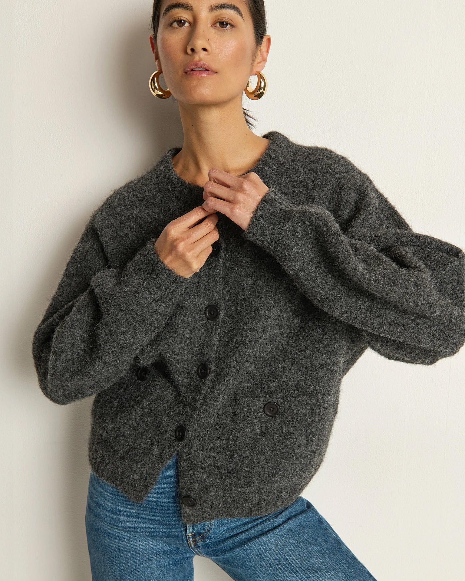Tessa Cardigan in Heather Charcoal - Image 2