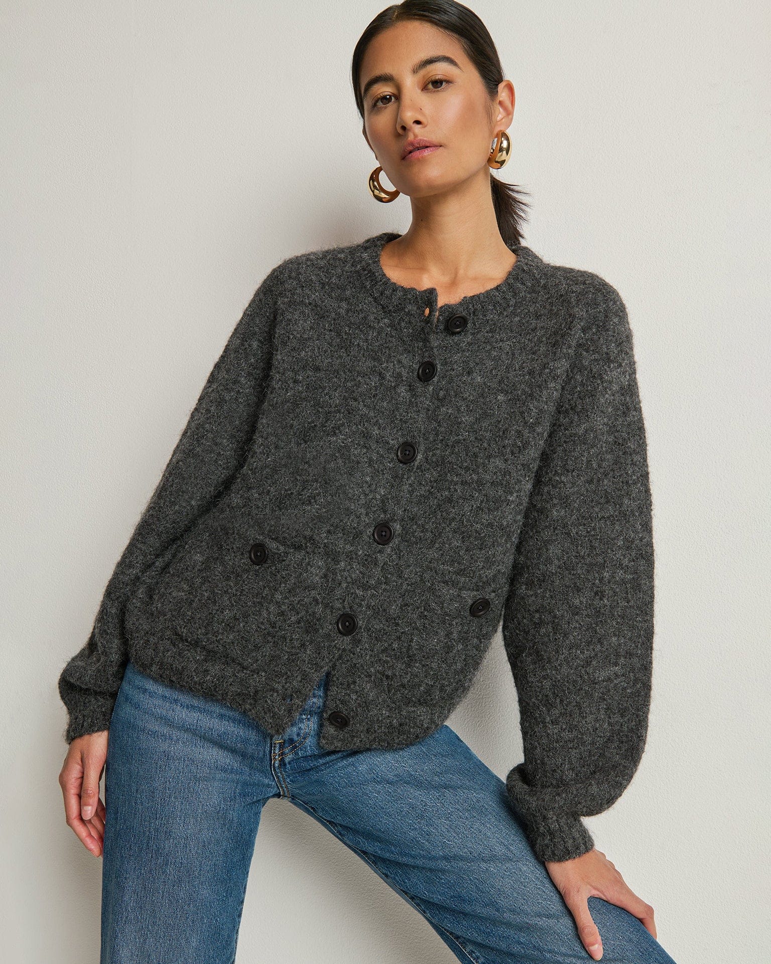 Tessa Cardigan in Heather Charcoal - Image 3