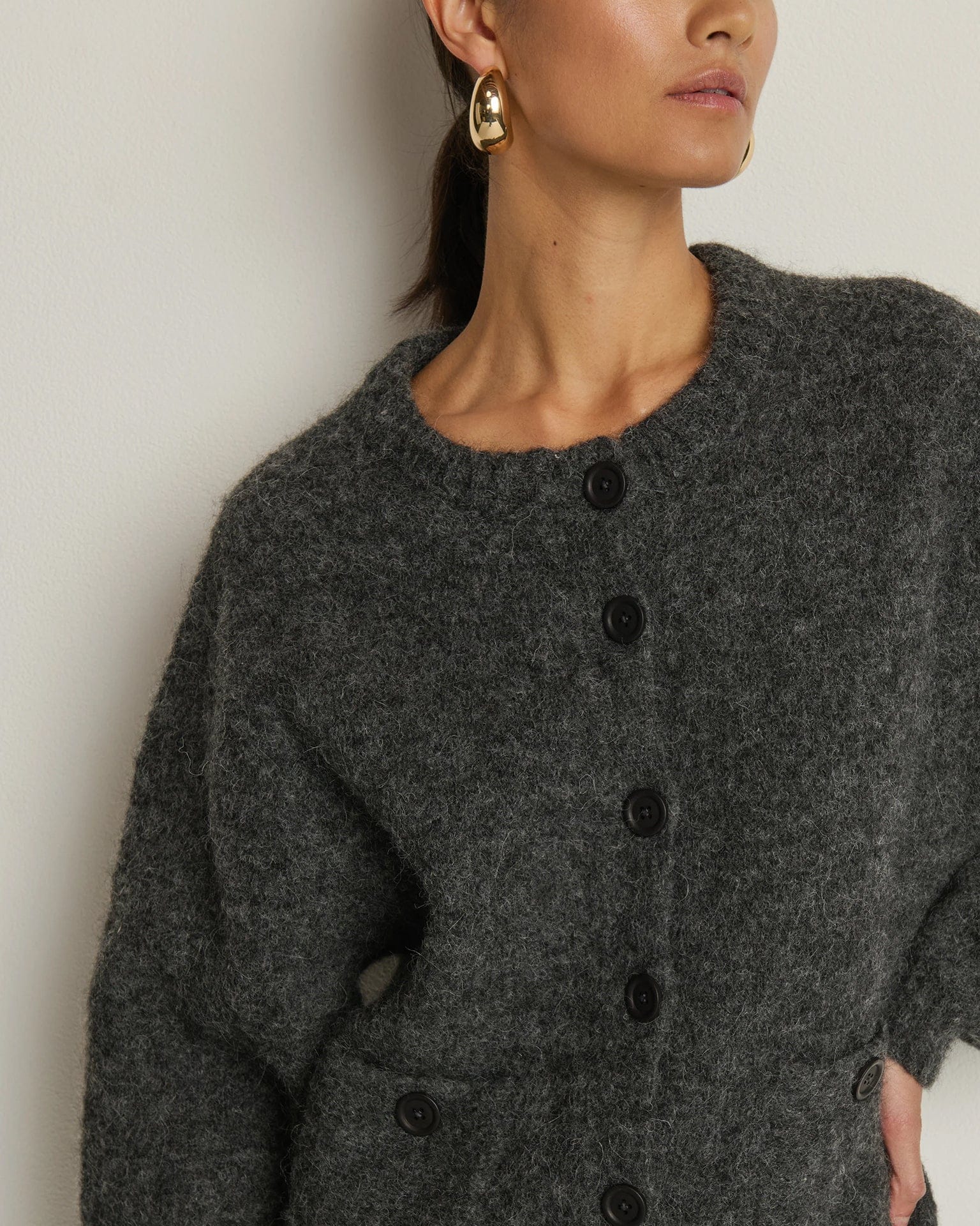 Tessa Cardigan in Heather Charcoal - Image 4