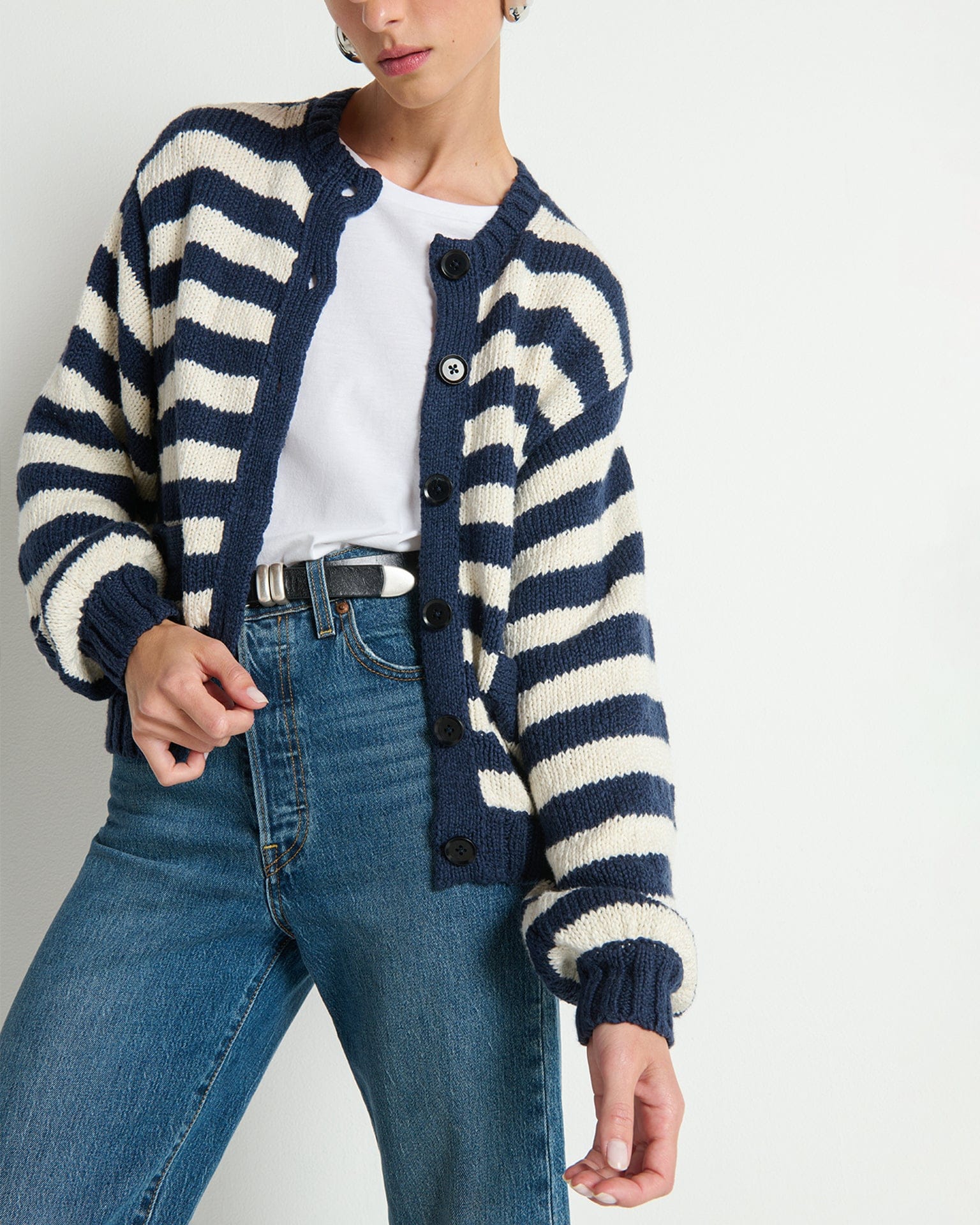 Tessa Cardigan in Marine Stripe - Image 3