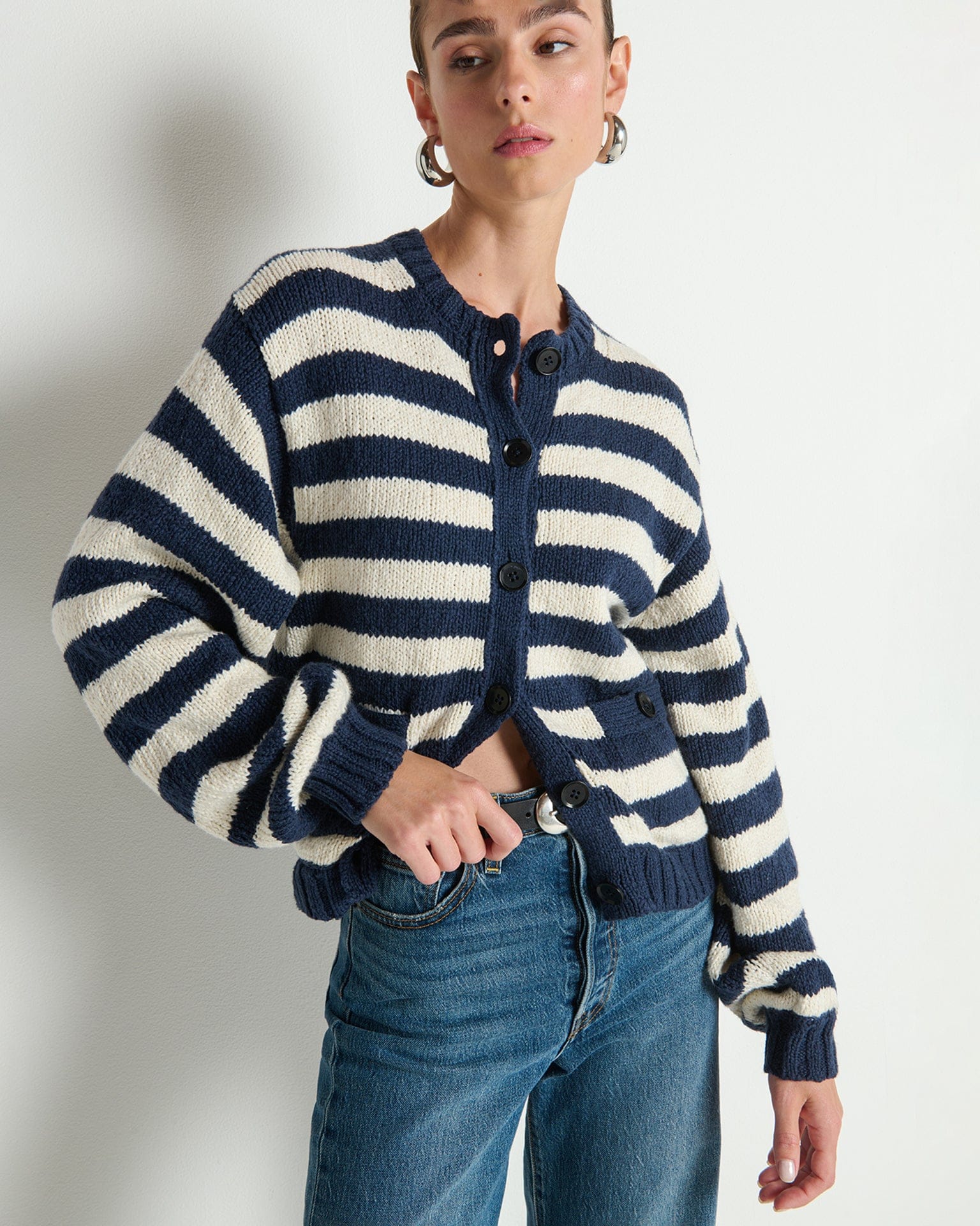 Tessa Cardigan in Marine Stripe - Image 4