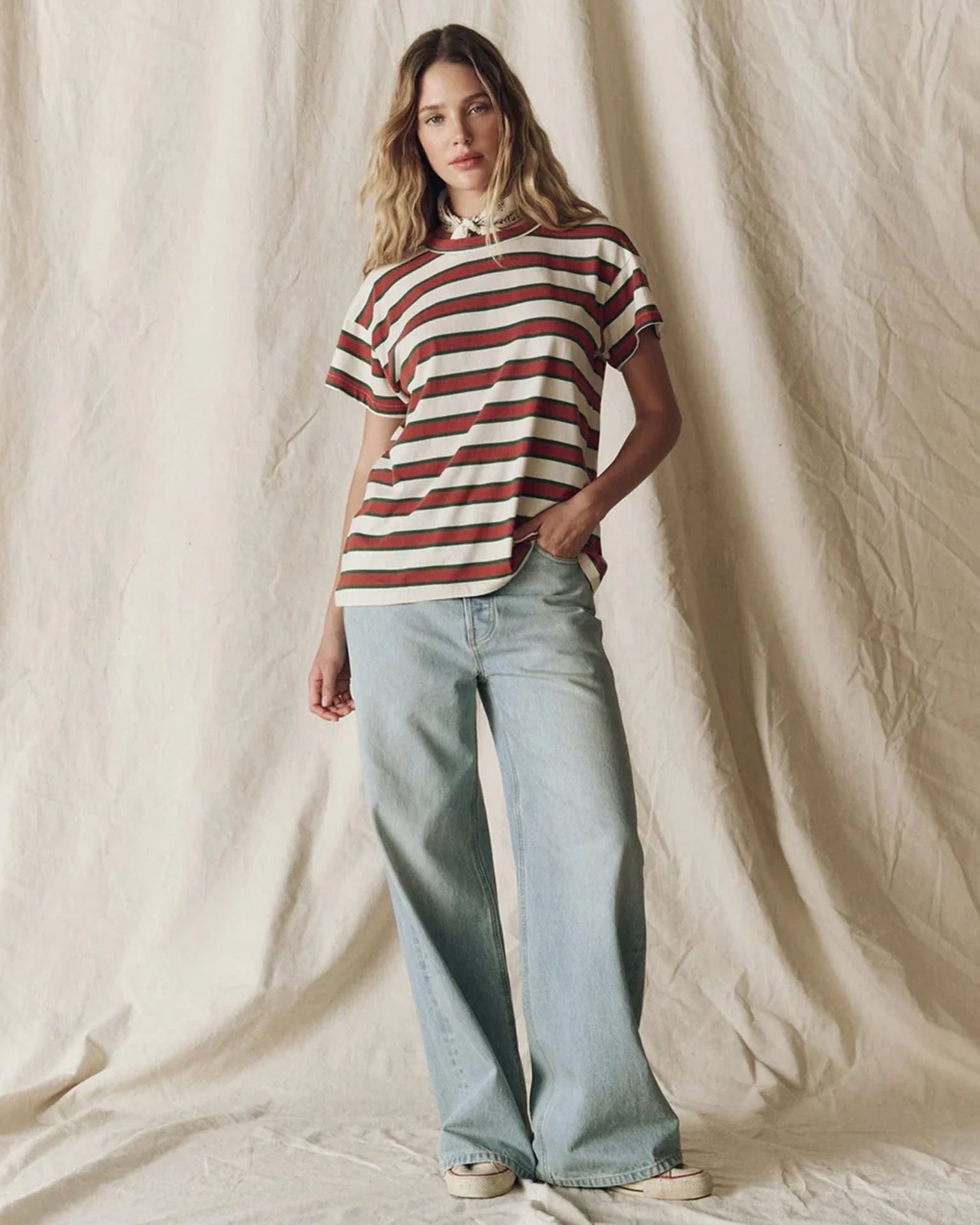 The Boxy Crew in Cream with Brown - Image 2
