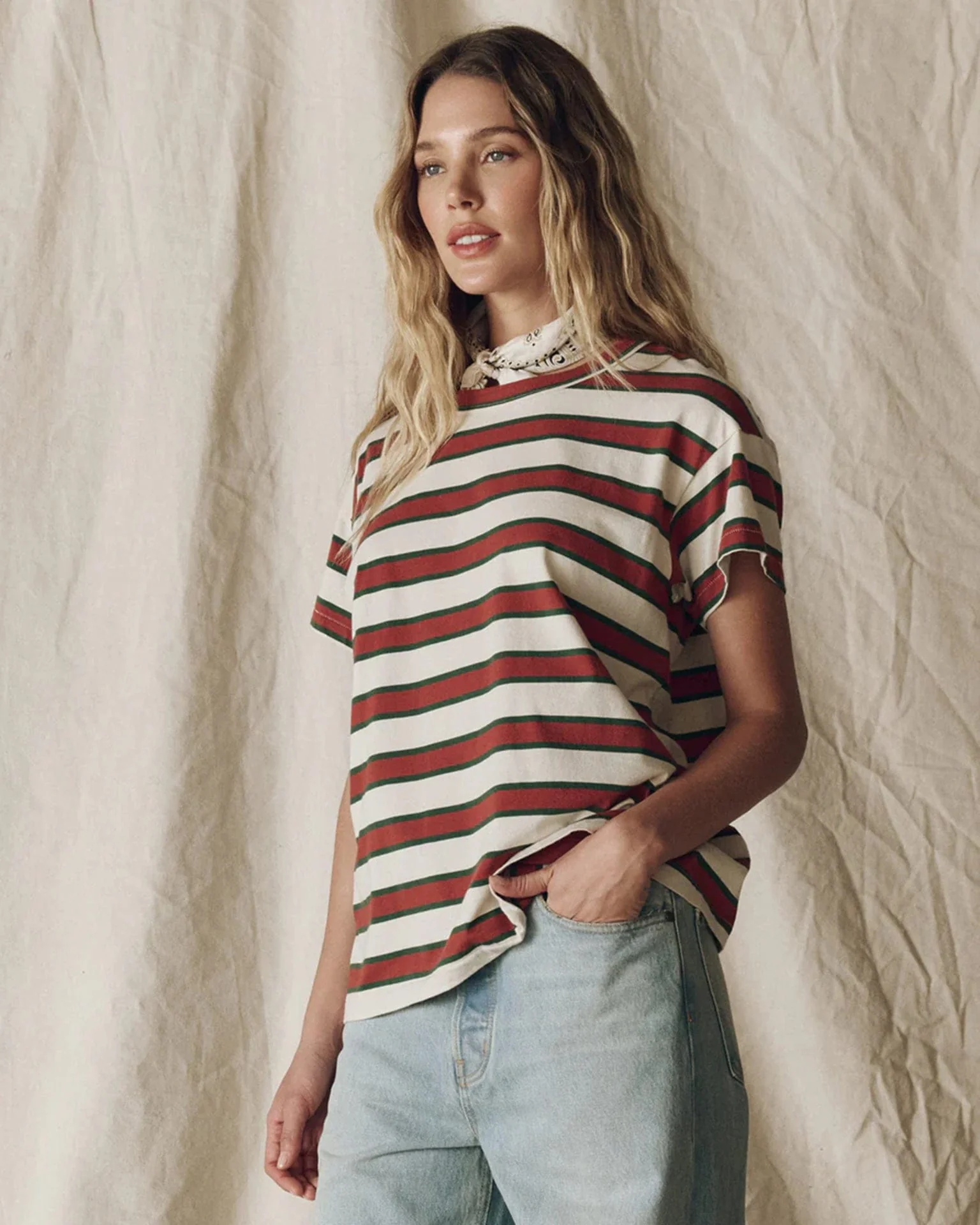 The Boxy Crew in Cream with Brown - Image 3