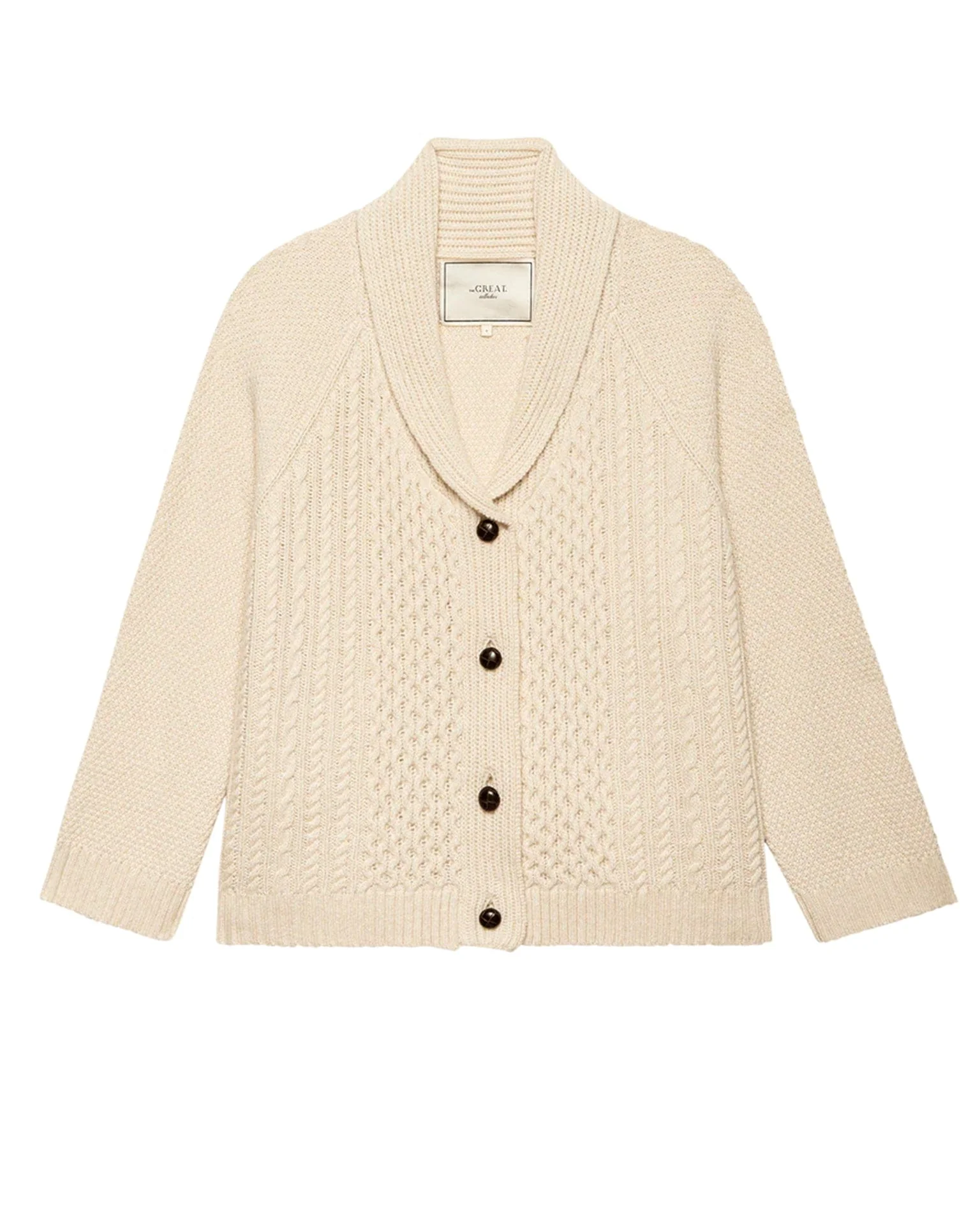 The Cashmere Cable Lodge Cardigan in Cream - Image 6