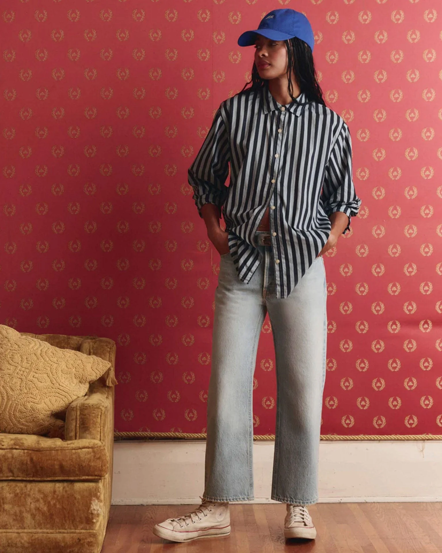 The Daily Button Up in Blue Club Stripe - Image 2