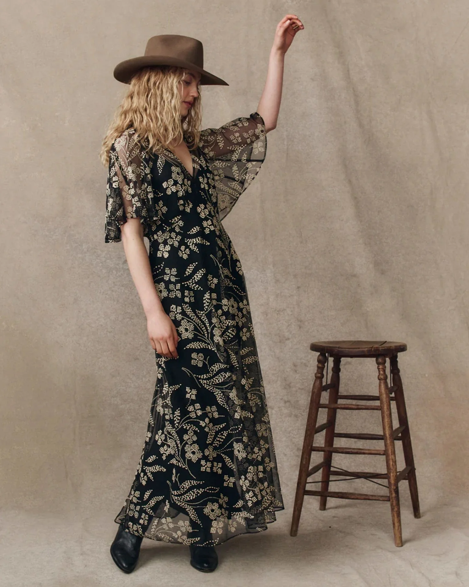 The Festal Dress in Brocade Floral - Image 2