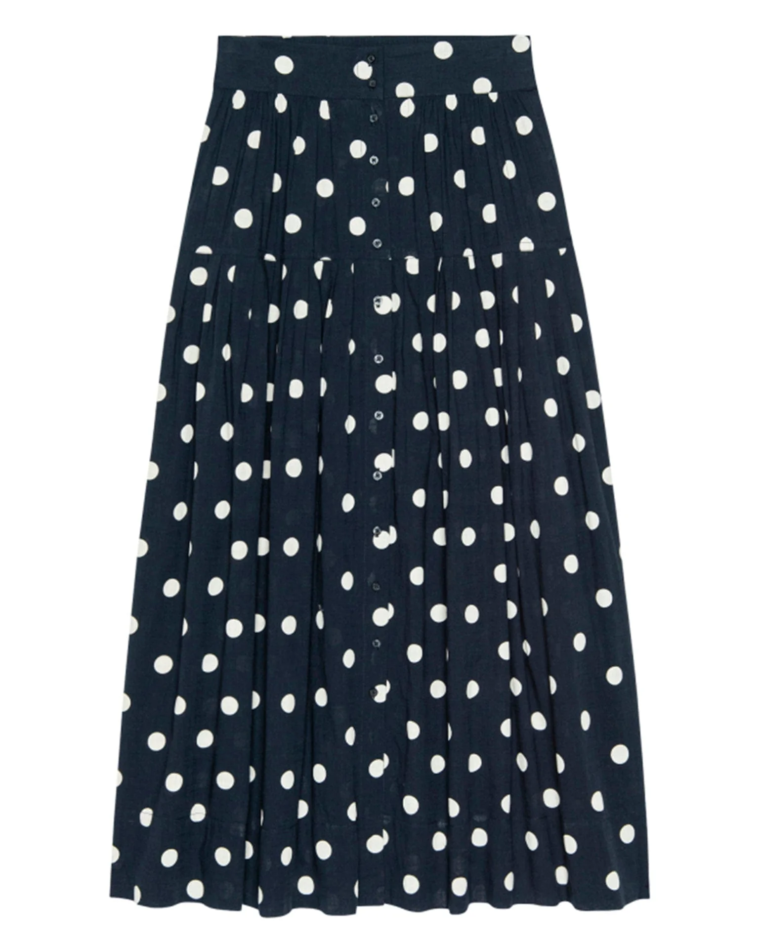 The Highland Skirt in Navy w/ Cream Polka Dots - Image 4