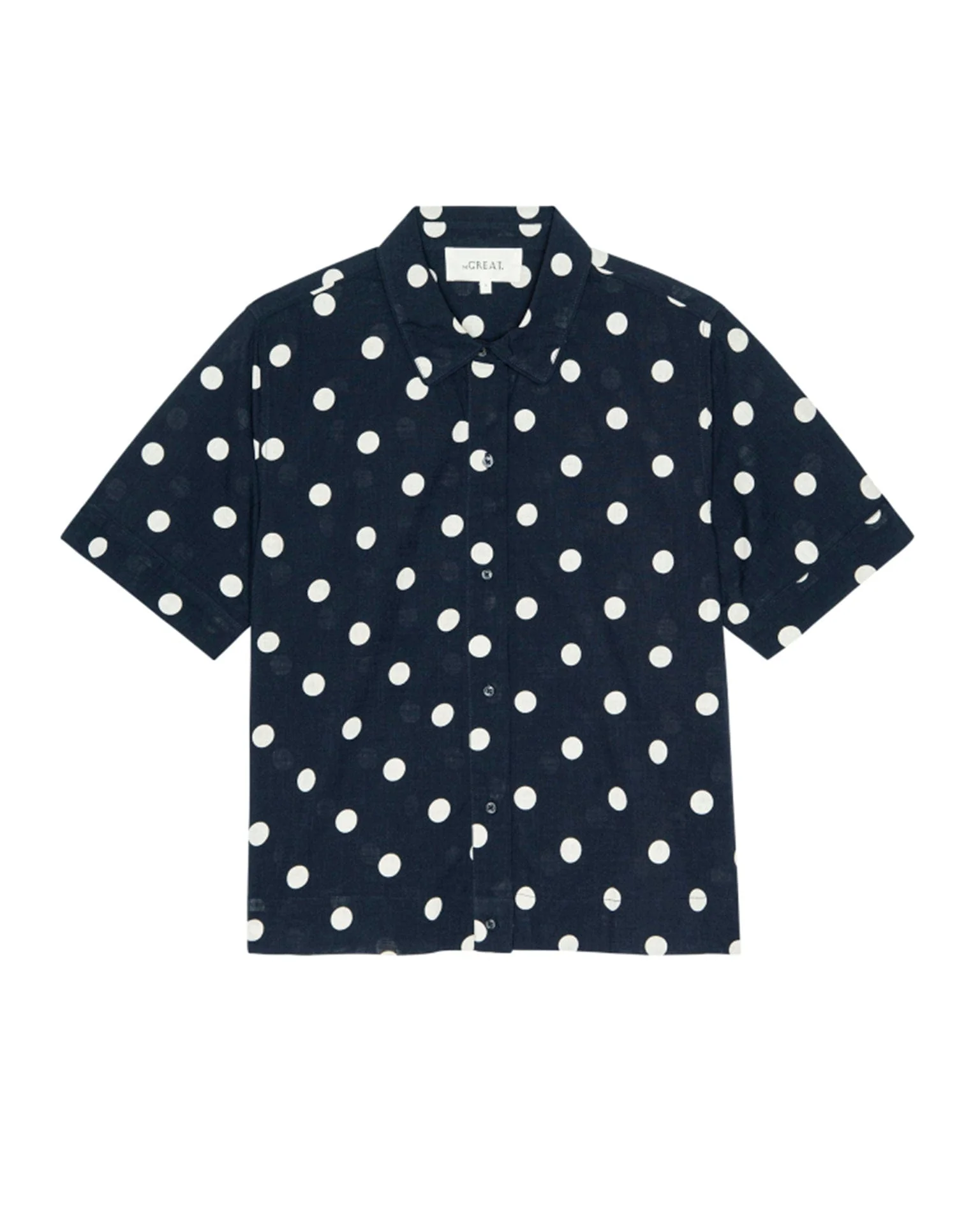 The Messenger Top in Navy w/ Cream Polka Dots - Image 4