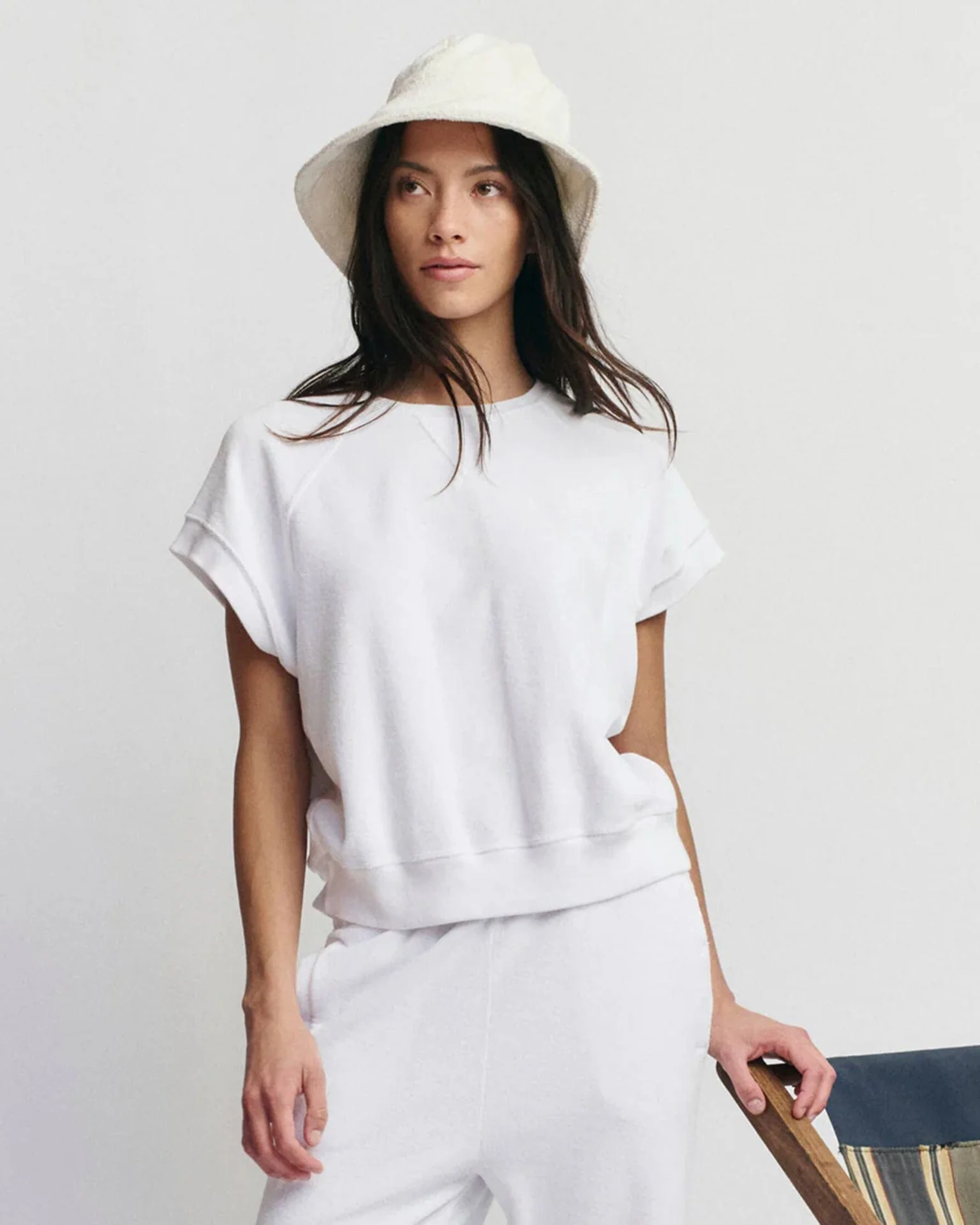 The Micro Terry Wedge Sweatshirt in True White
