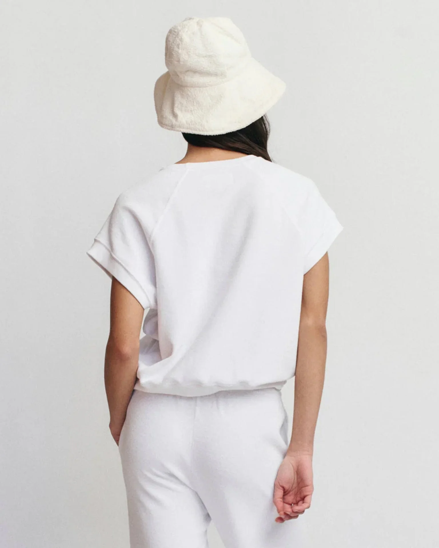 The Micro Terry Wedge Sweatshirt in True White - Image 2