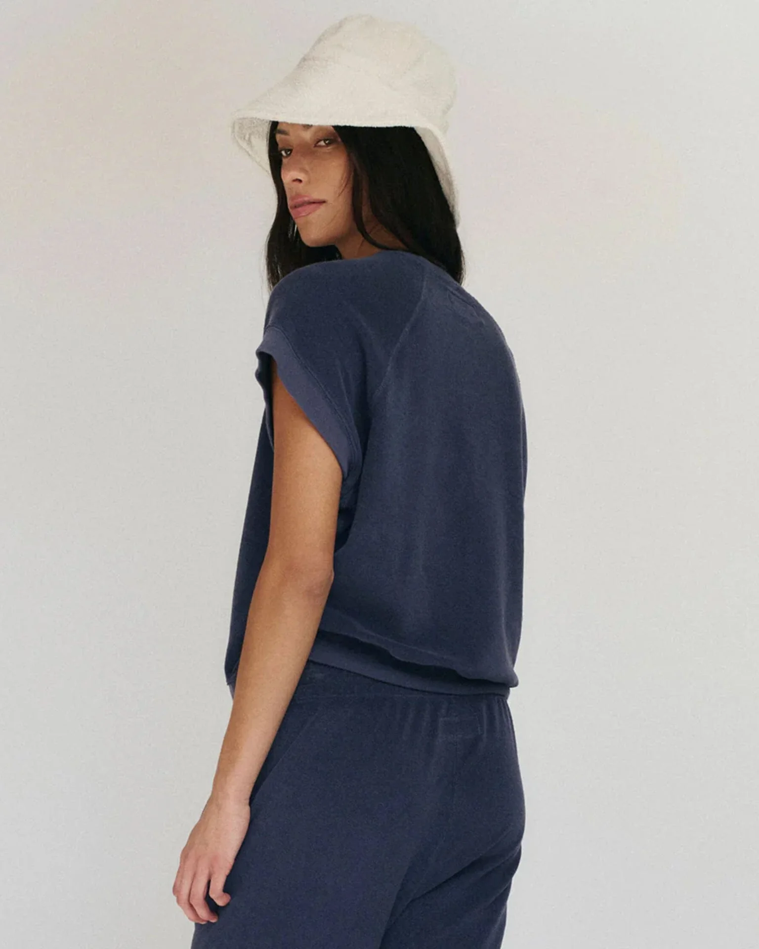 The Micro Terry Wedge Sweatshirt in Vintage Blue - Image 2