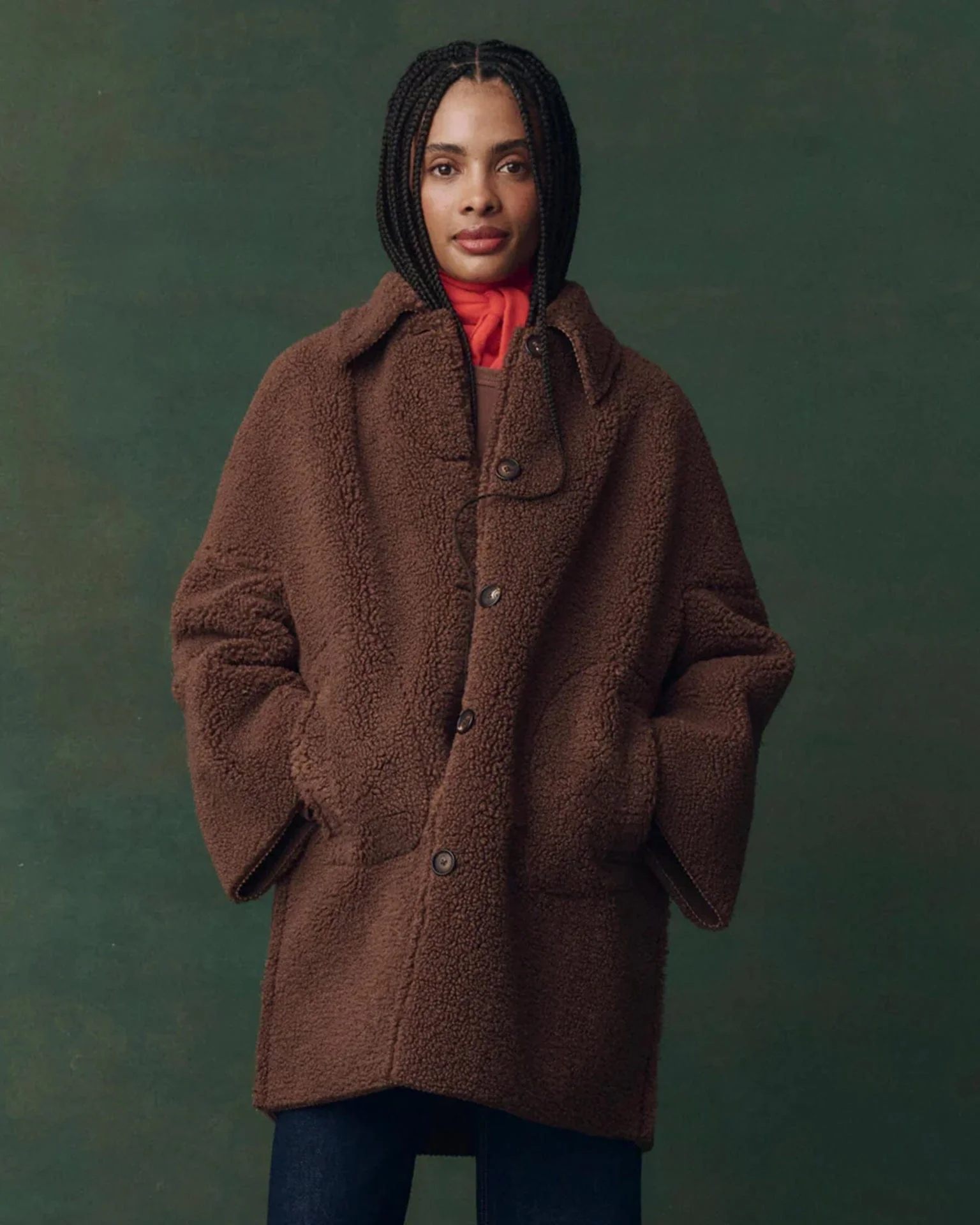 The Plush Car Coat in Chocolate