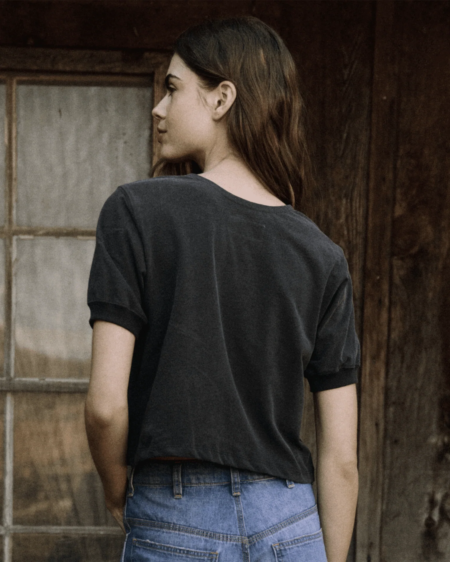 The Scoop Henley in Washed Black - Image 2
