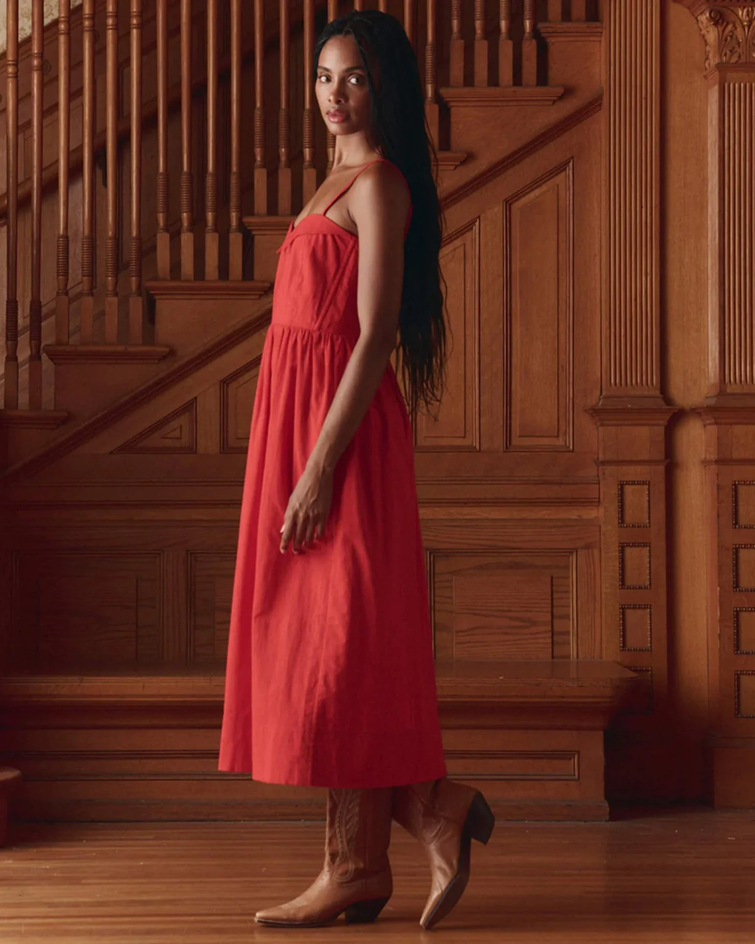 The Verse Dress in Hot Red - Image 2