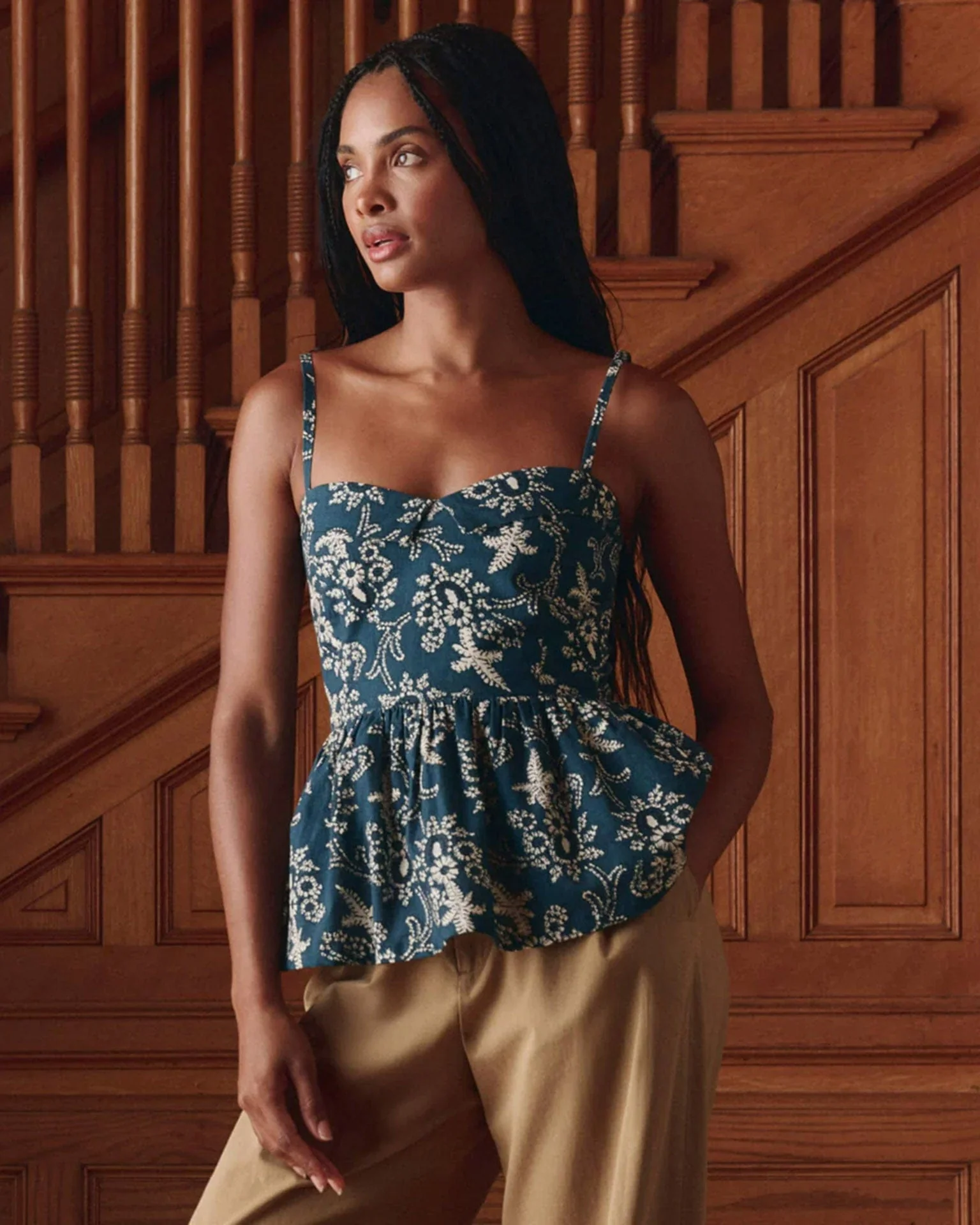 The Verse Top in Indigo Bandana