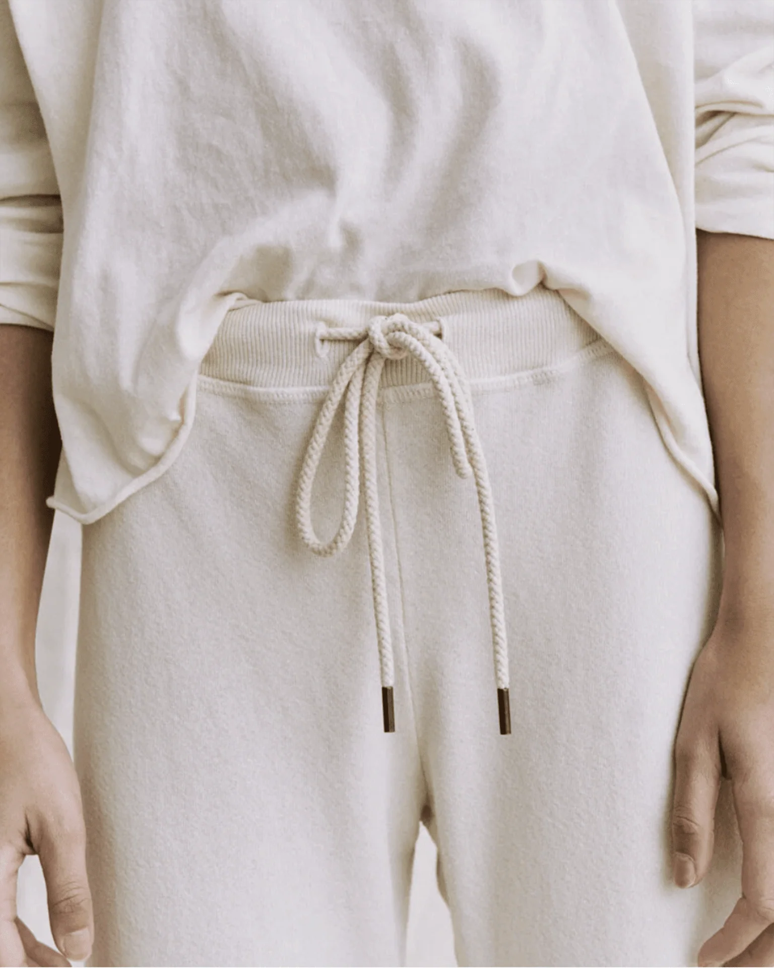 The Wide Leg Cropped Sweatpant in Washed White - Image 3