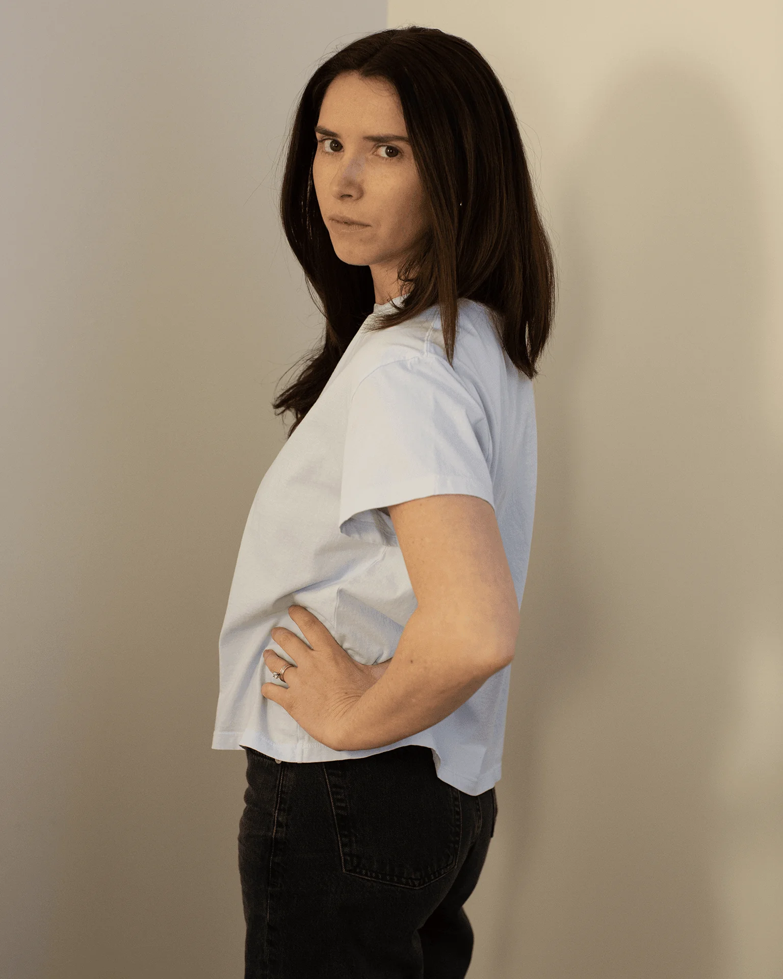Tia Short Sleeve Crew Neck Top in Ice - Image 2