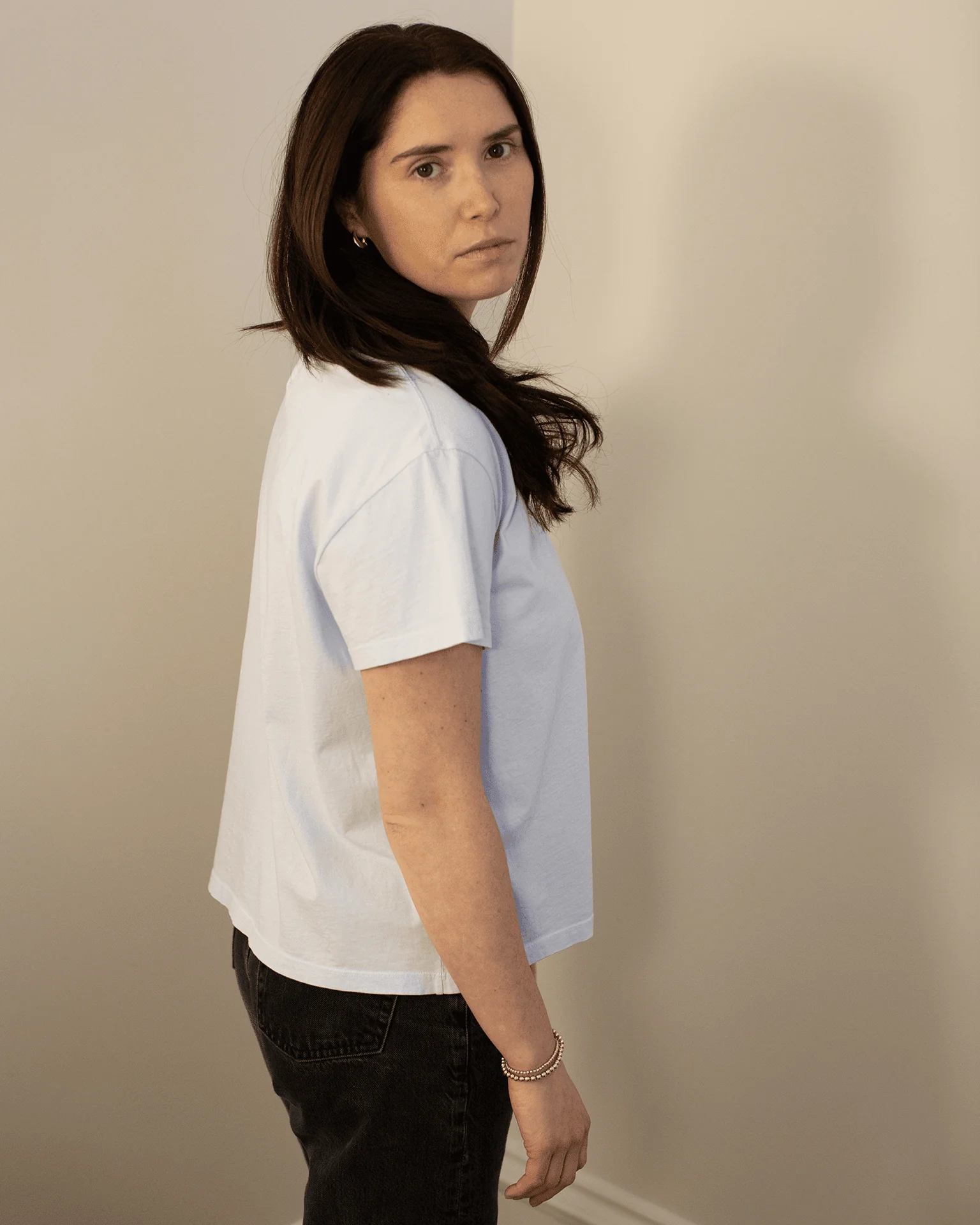 Tia Short Sleeve Crew Neck Top in Ice - Image 4