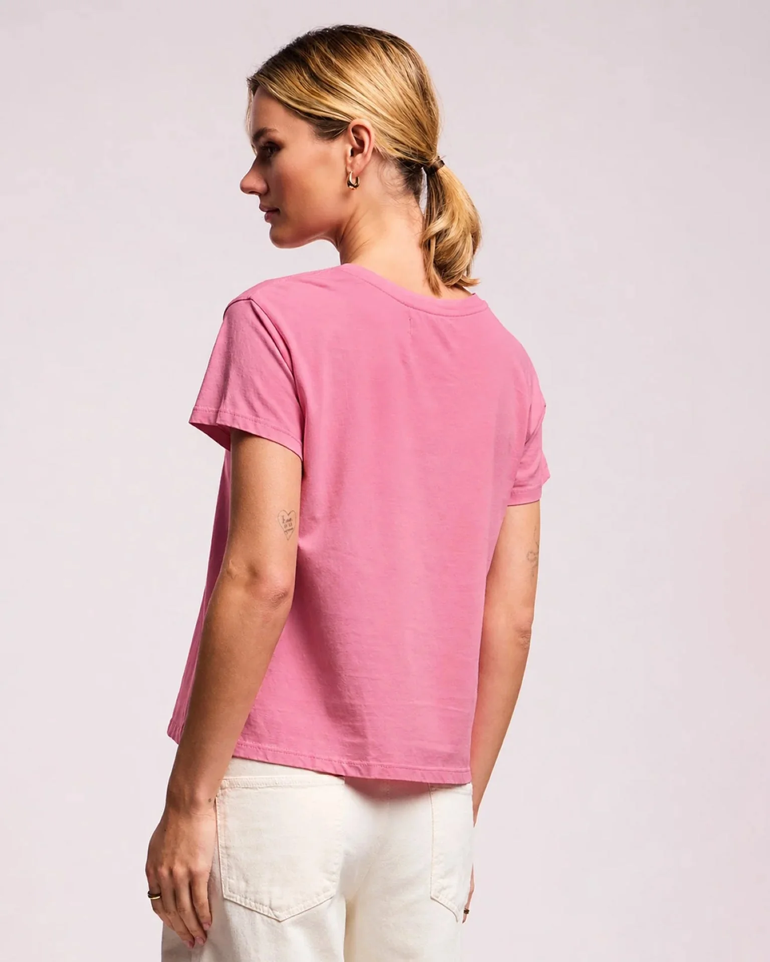 Tia Short Sleeve Crew Neck Top In Sherbert - Image 2