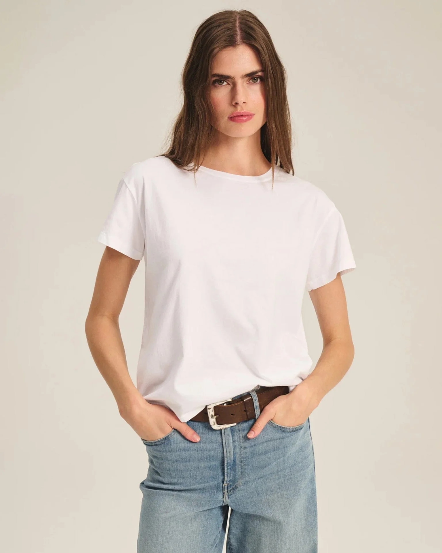 Tia Short Sleeve Crew Neck Top in White