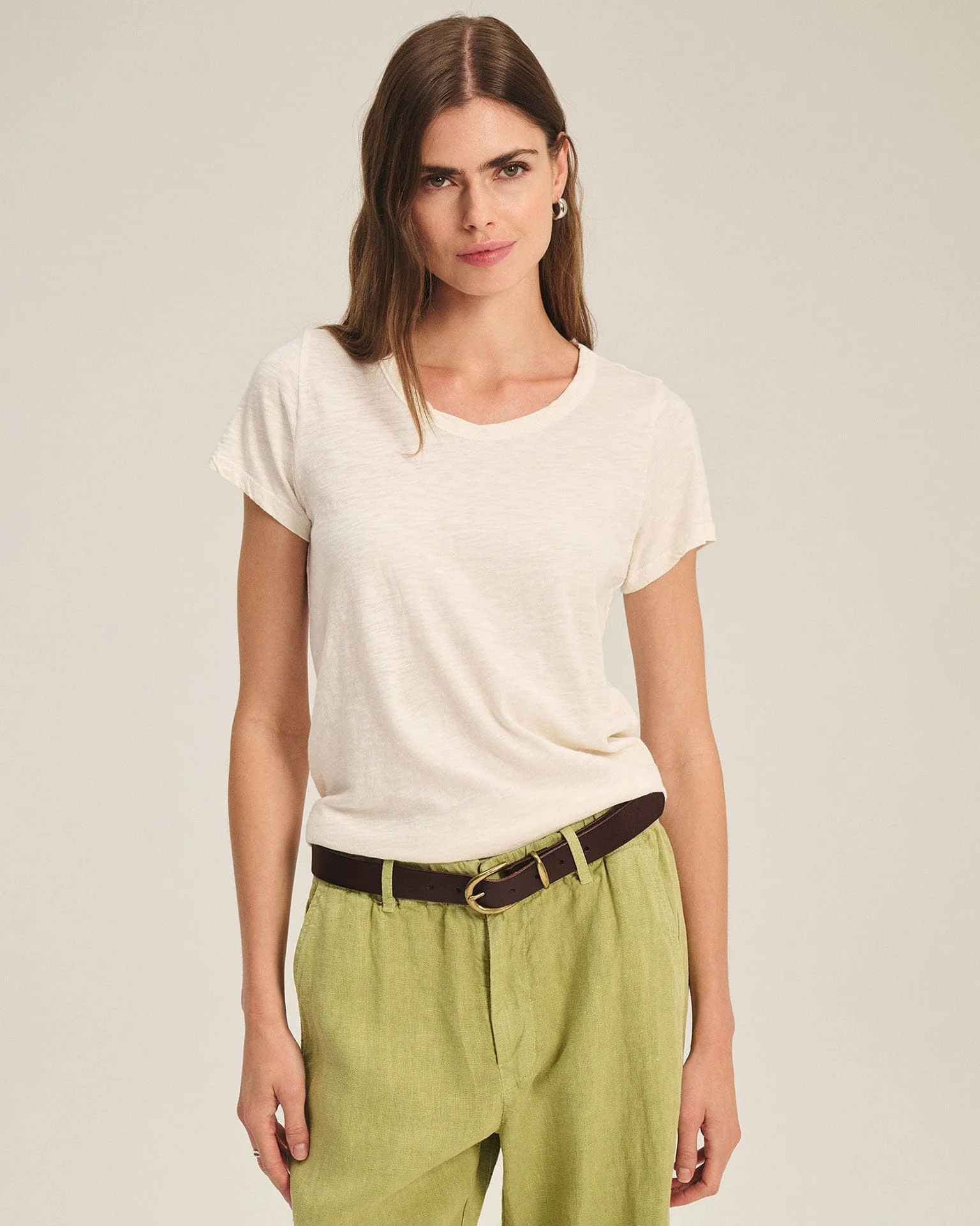 Tilly Short Sleeve Crew Neck Top in Coconut