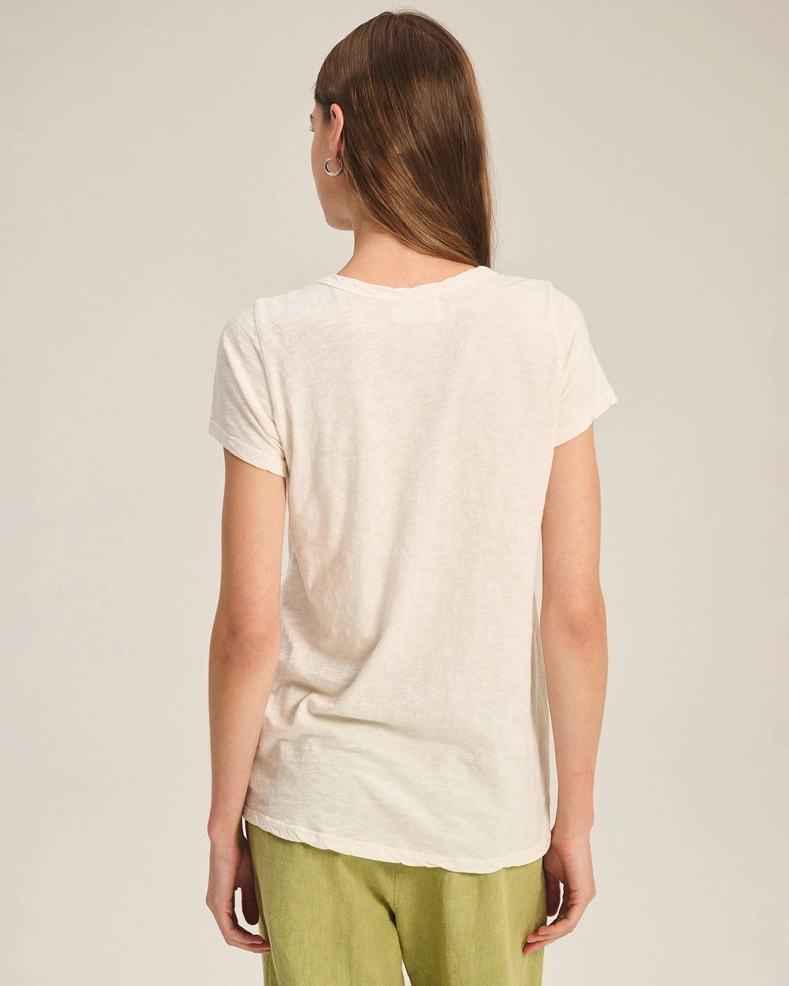 Tilly Short Sleeve Crew Neck Top in Coconut - Image 4