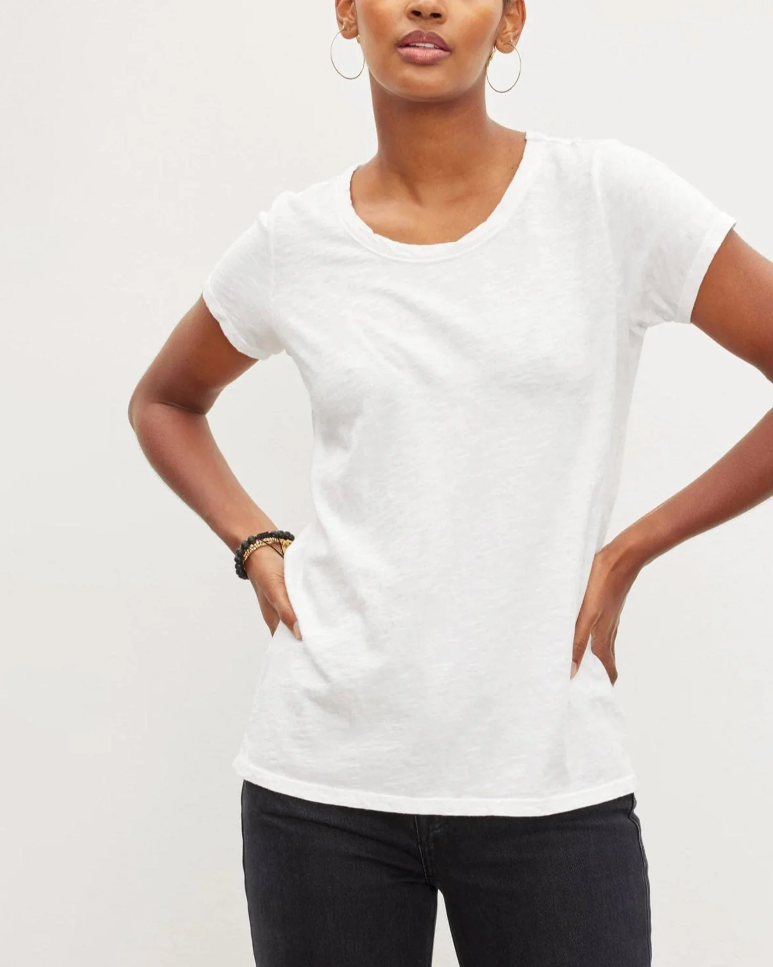 Tilly Short Sleeve Crew Neck Top in White