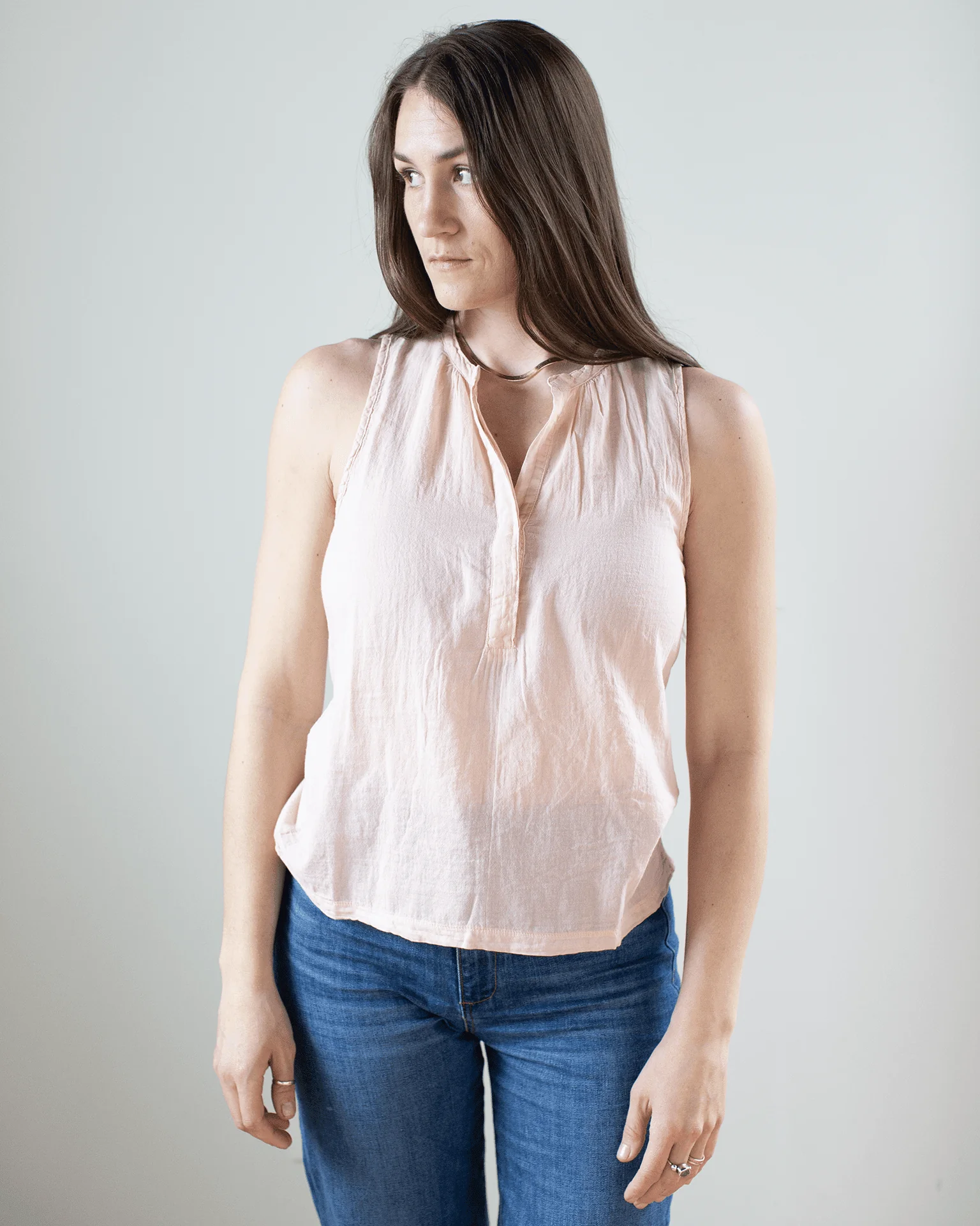 Tulette Henley Tank in Blush