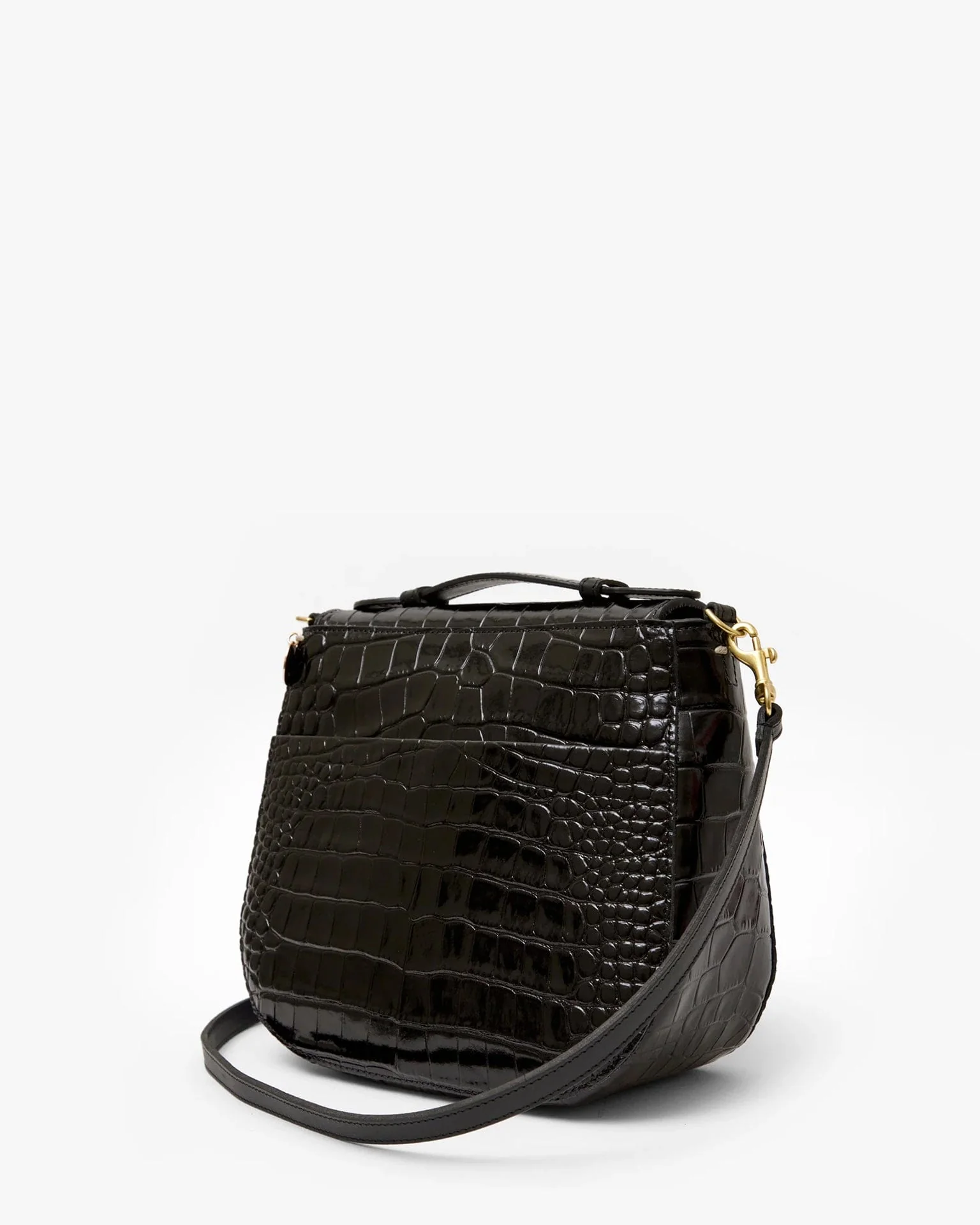 Turnlock Louis w/ Top Handle - Croco in Black - Image 5